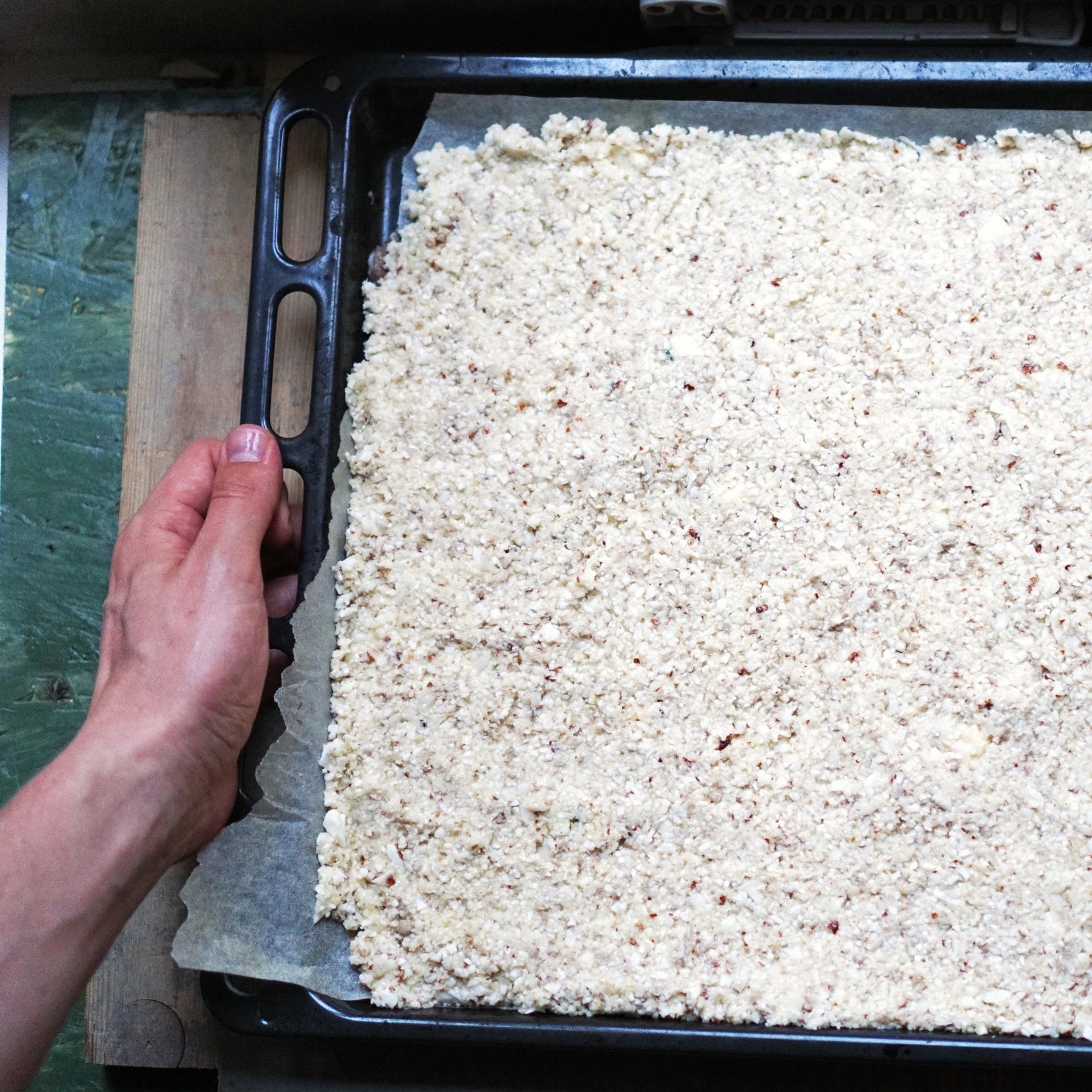 Before pre-baking in the oven.