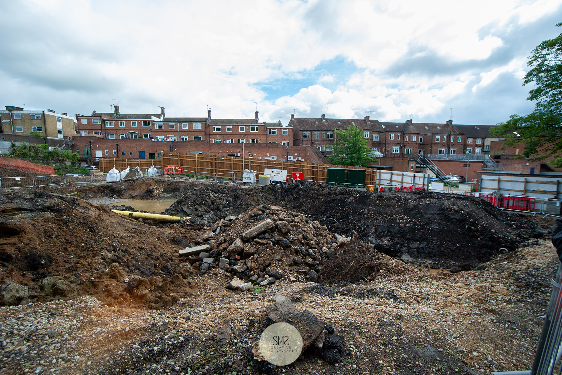 Excavation in preparation for the sheet piling.