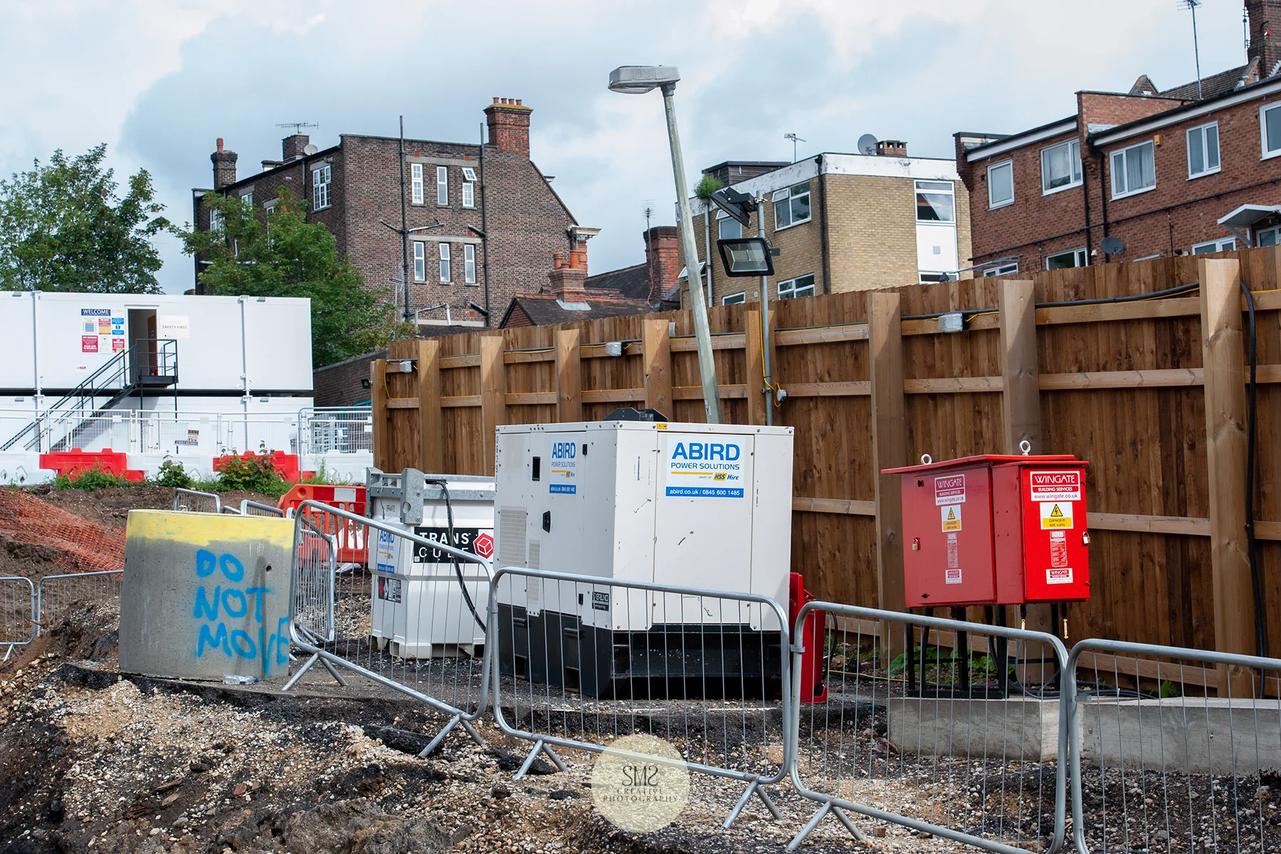 The temporary electricity generator for the porta cabins.