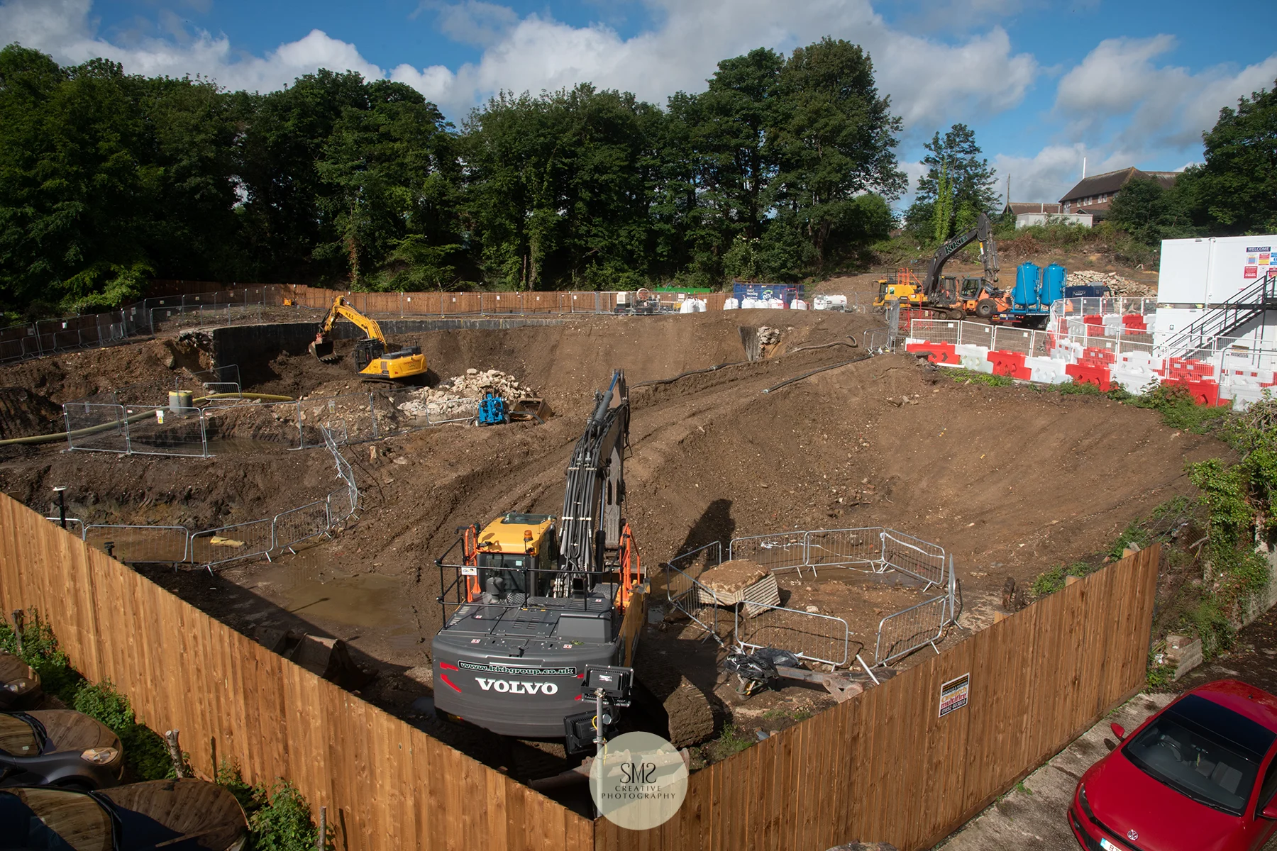 The buildings works are beginning to take shape, the previous two bases where the gas holders once sat are less visible now. This photograph taken on 11 June 2019.
