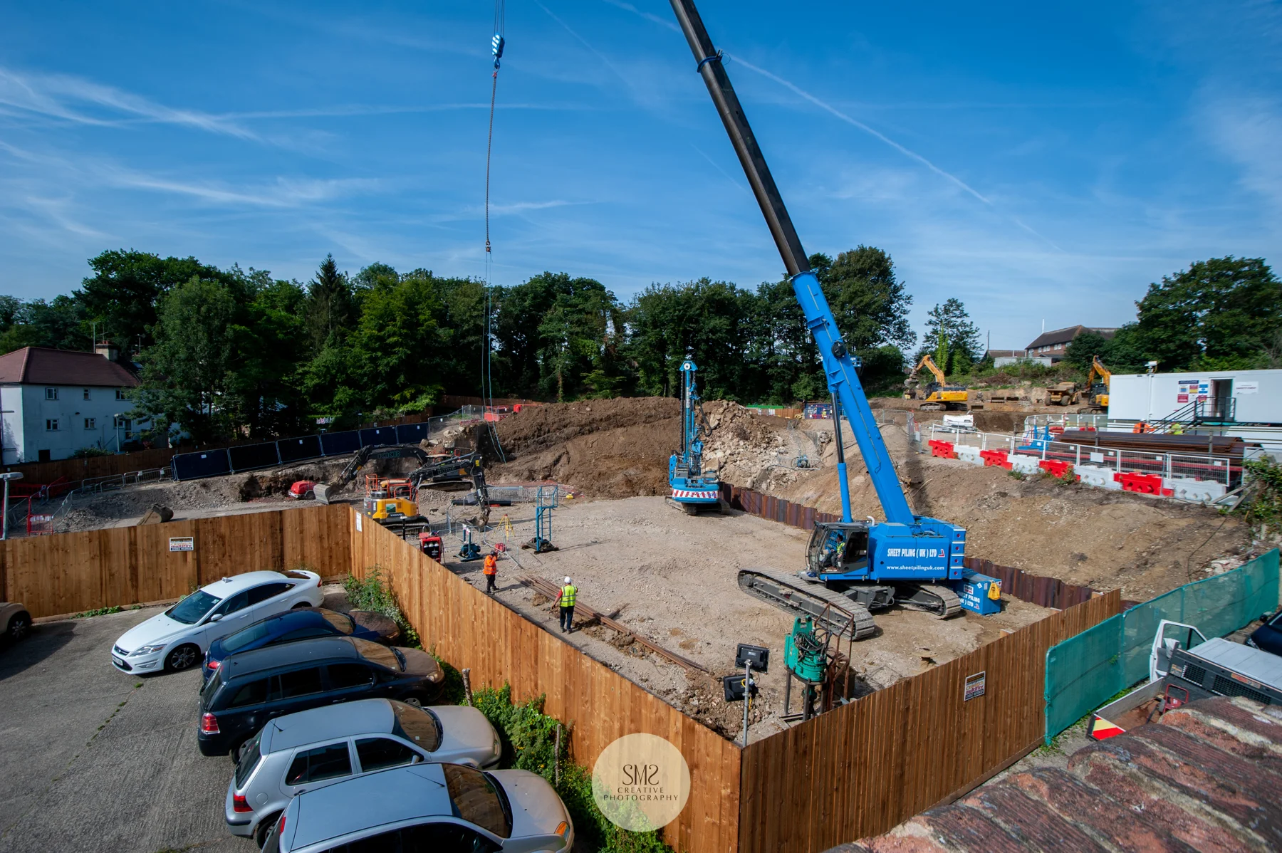 The sheet piling is taking place for the construction of all 3 Blocks, A, B & C, this photograph was taken on 17 July 2019,