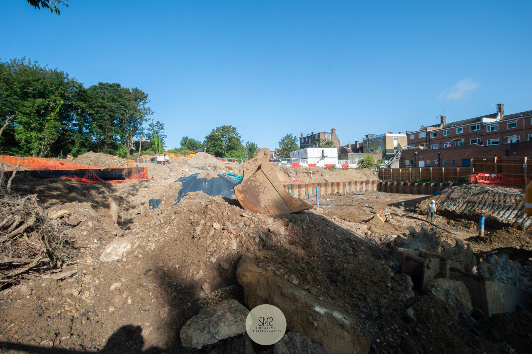 A view from the former Johnsdale car park looking up the site towards the porta cabin offices.