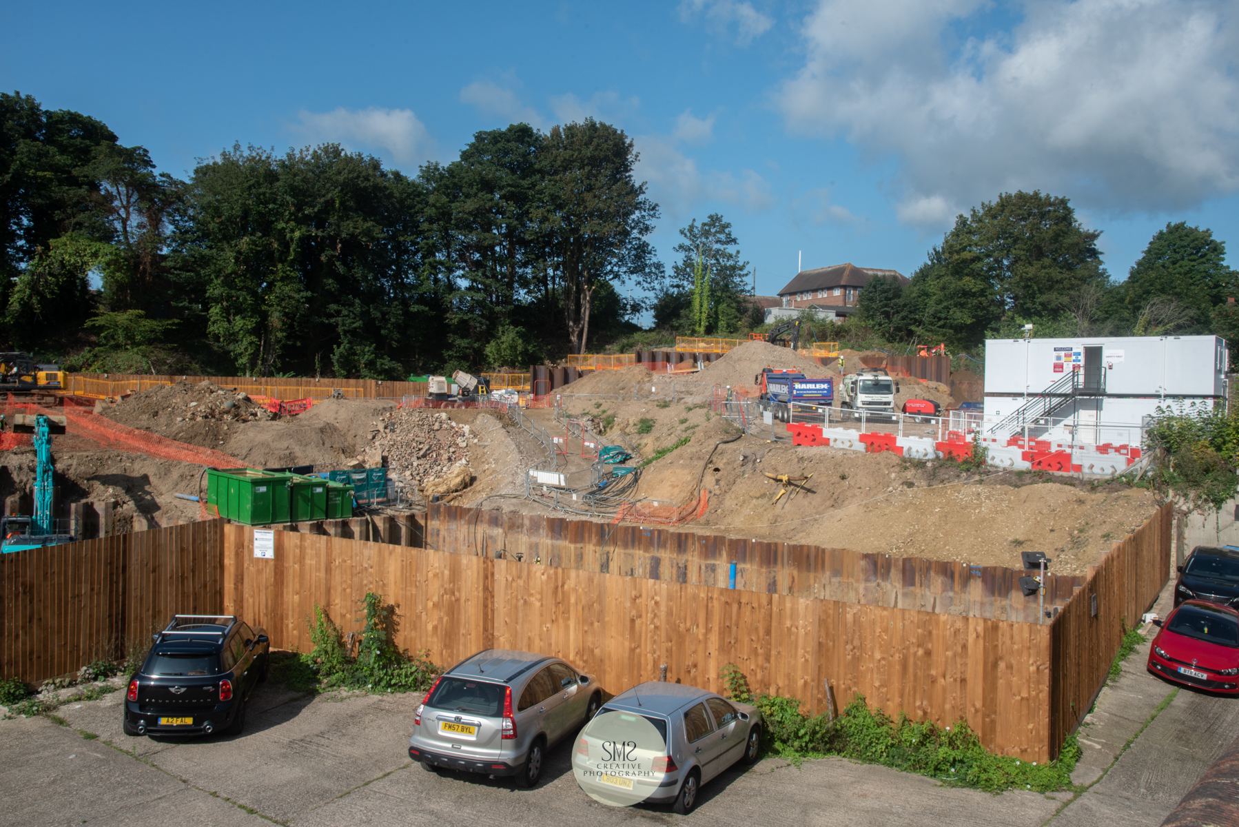 A view of the outline of the site from the same spot each month.