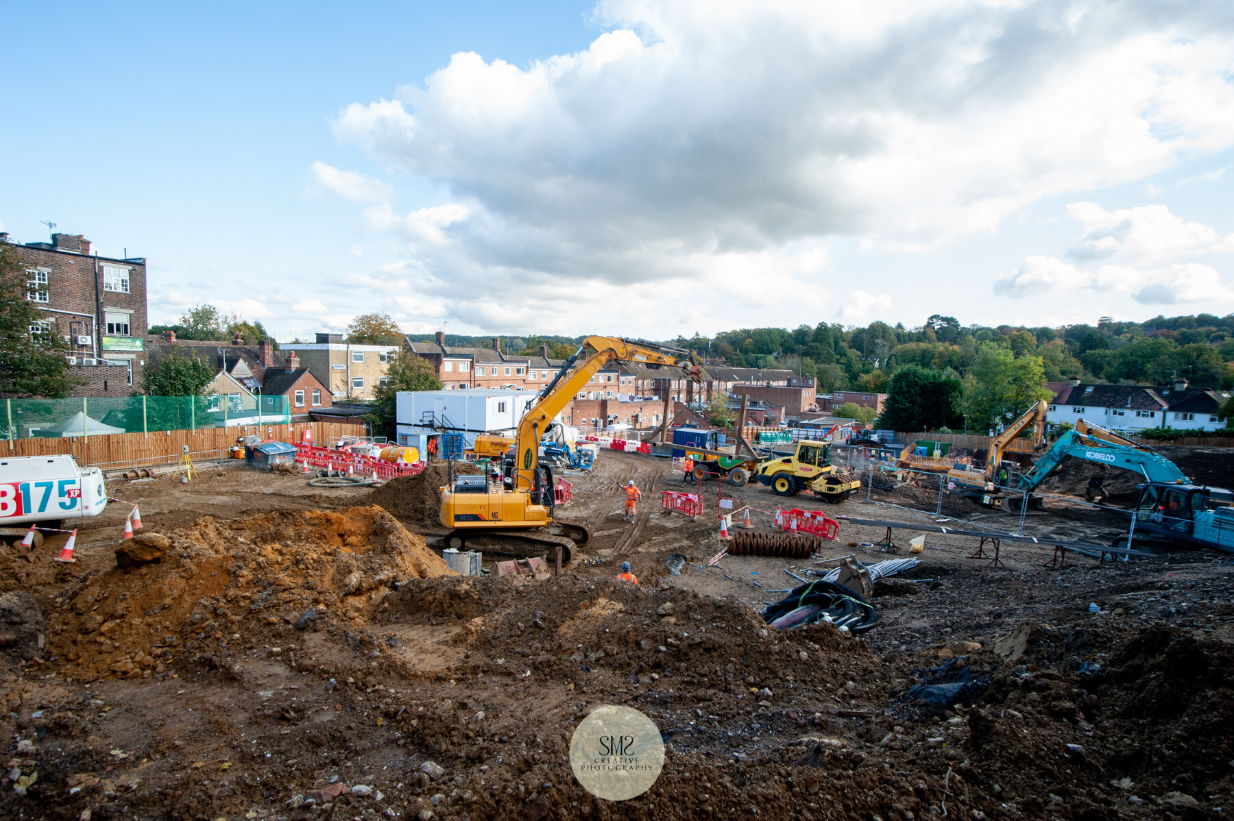  The foreground is where the gasholder base was placed, there no longer is any evidence of the remains of the base or the foundations, leaving it clear for levelling. 