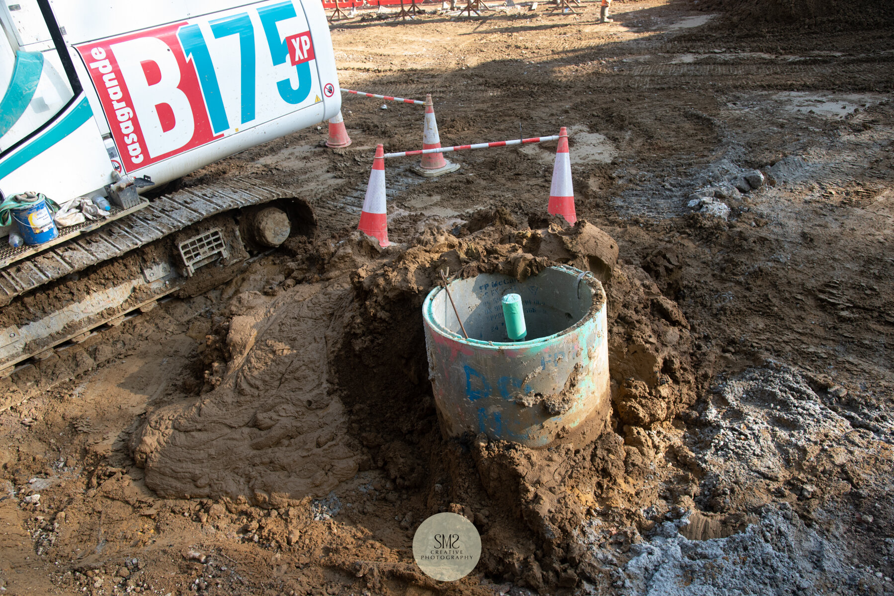  Concrete deposited in preparation for the foundations to sit. 