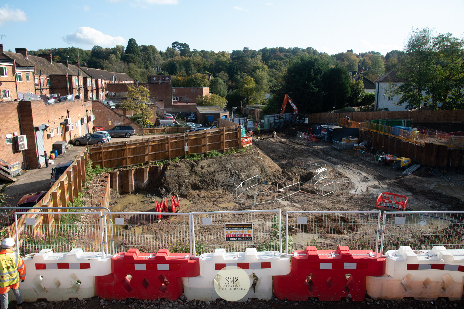  A view from the office portacabin looking down the site. 