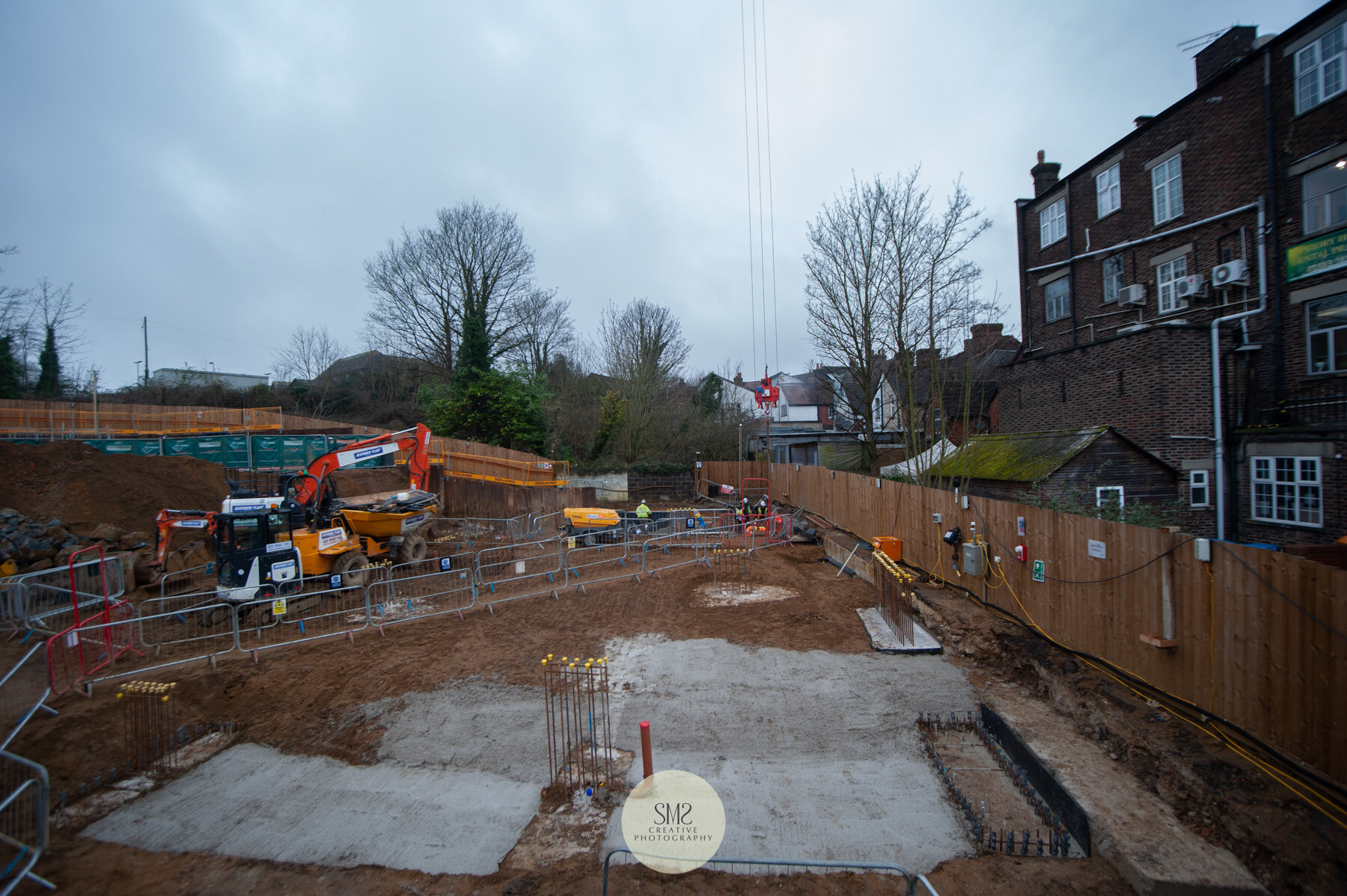  The foundations for the underground car park at the back of the shops in Station Road East where Block A is located. 