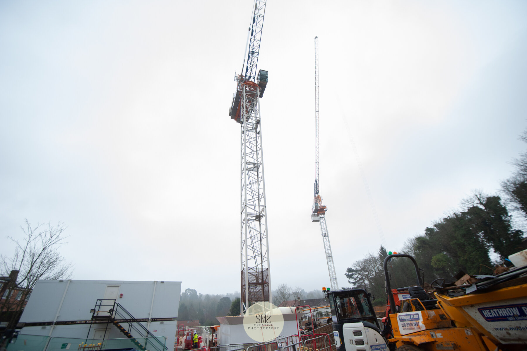  The two tower cranes used for moving materials from the furthest points on site. 