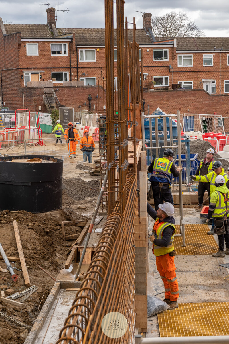  Carpark walls under construction. 