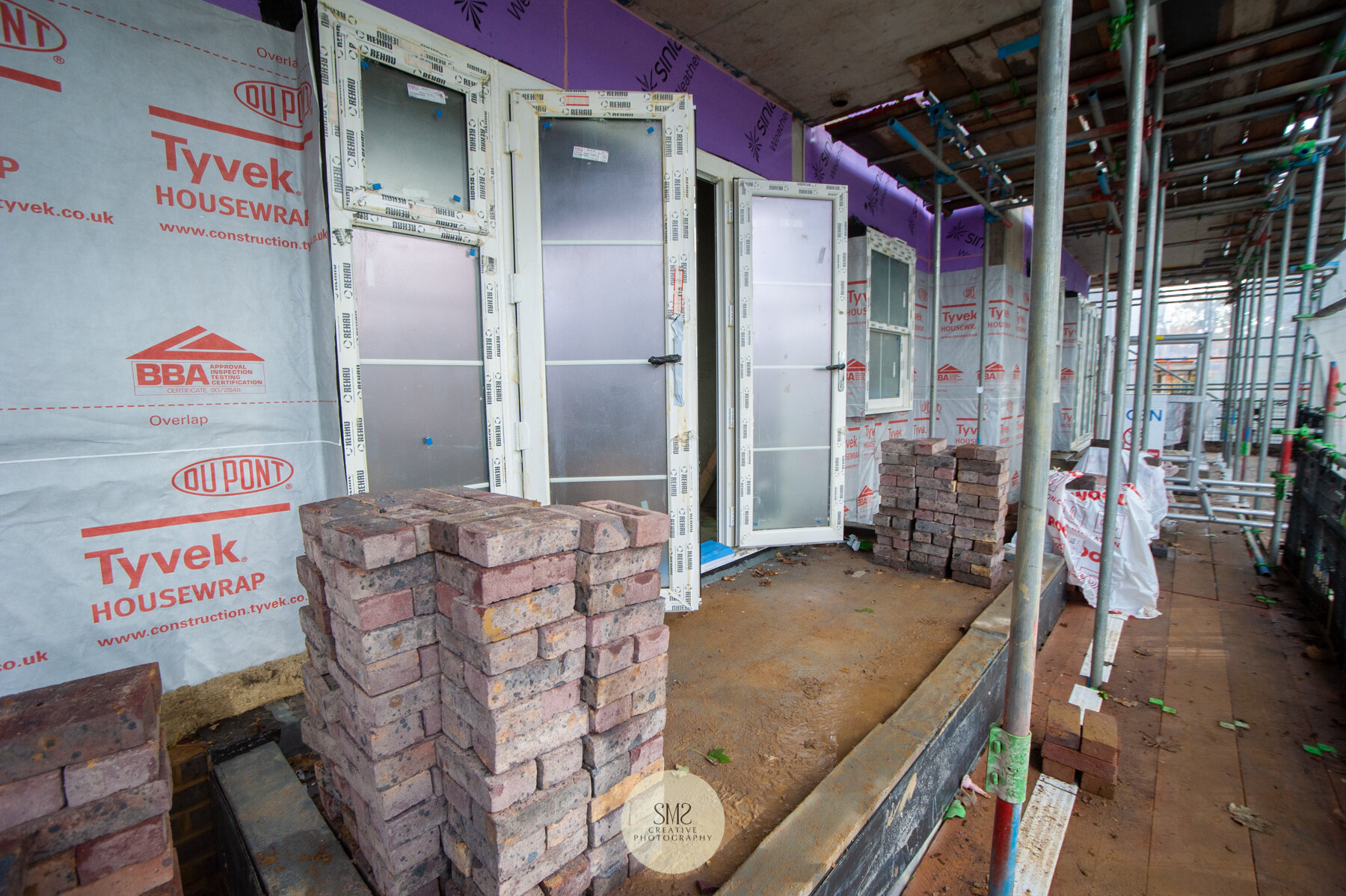  Block A level 3 windows and doors opening onto balcony ready for the brickwork to be built. 