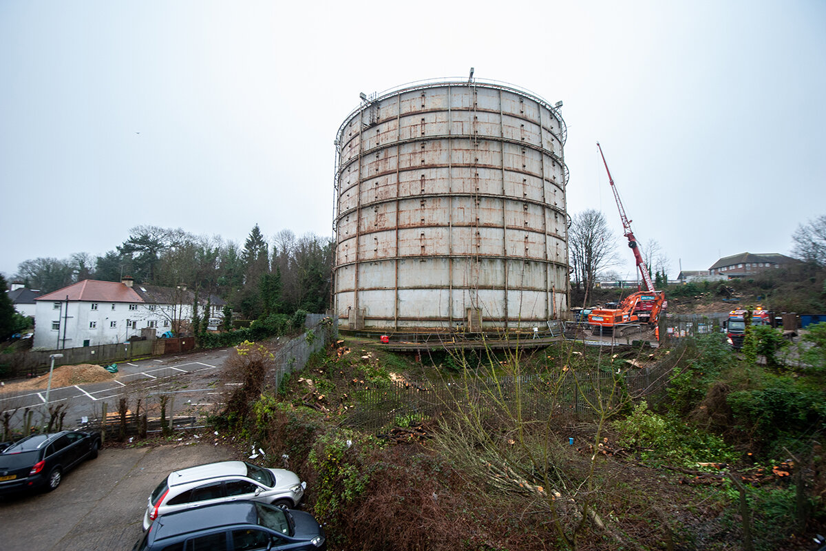  The site in January 2019 when the start of the dismantling of the gasholder began. 