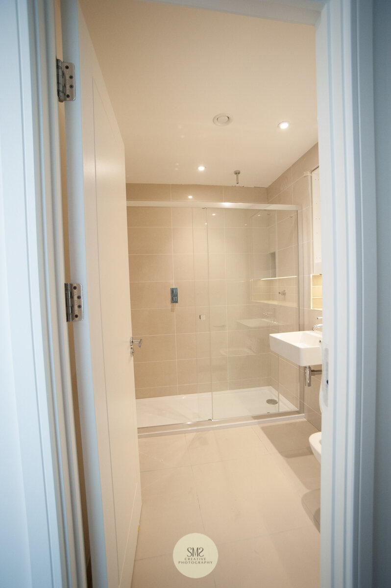  A shower room nearing completion. 