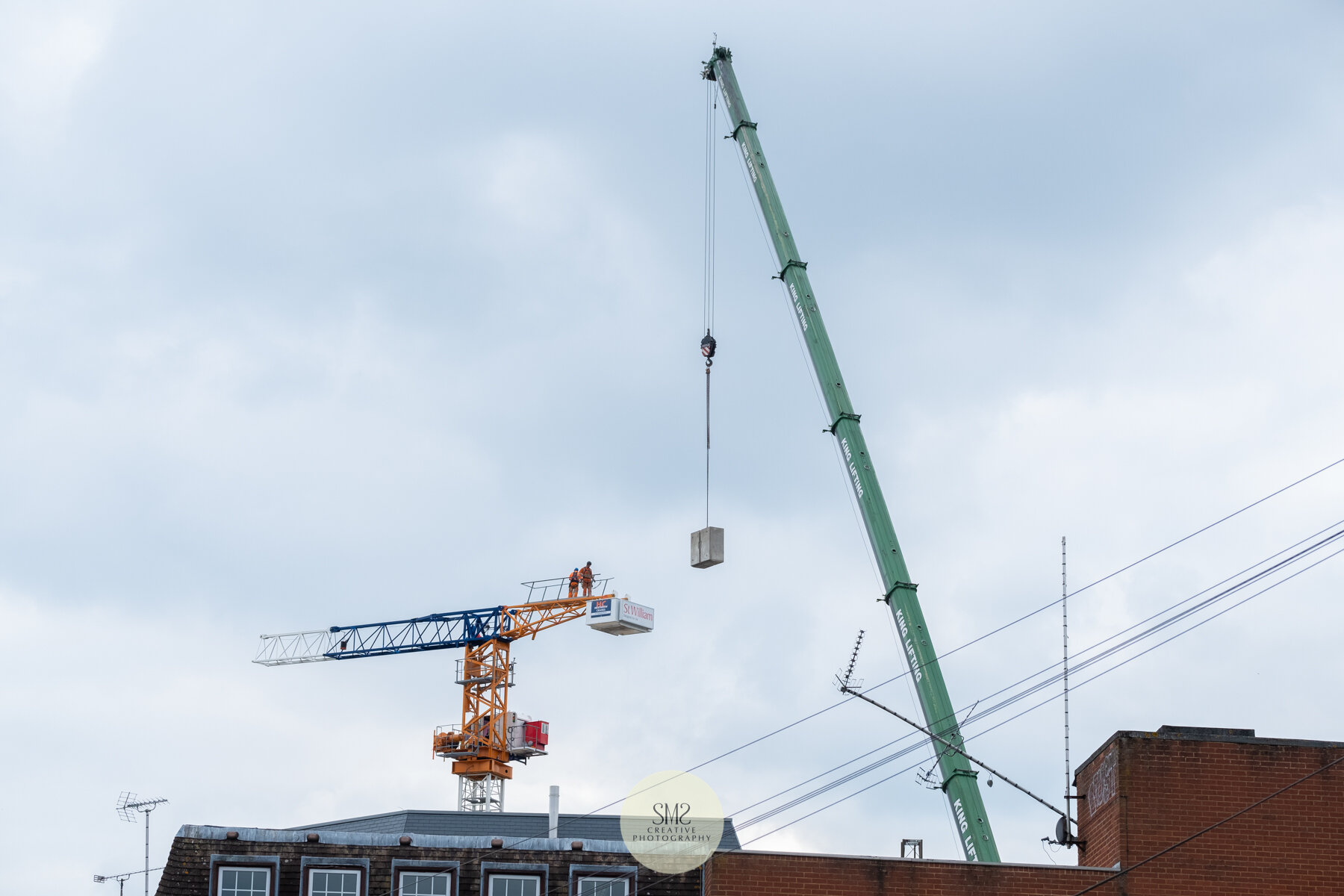   A view from Ellice Road car park showing the dismantling of the crane. 