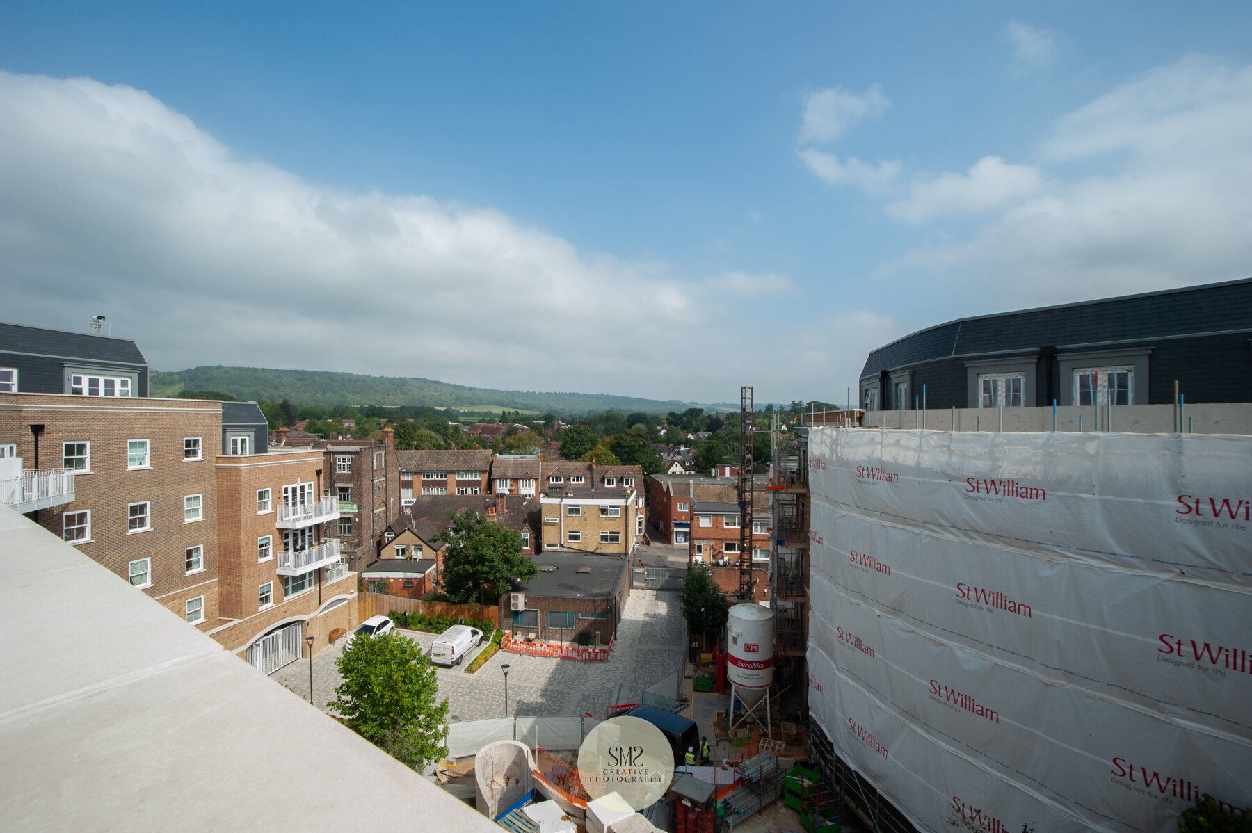  A view from a penthouse in Block B towards the main entrance on Station Road East. 