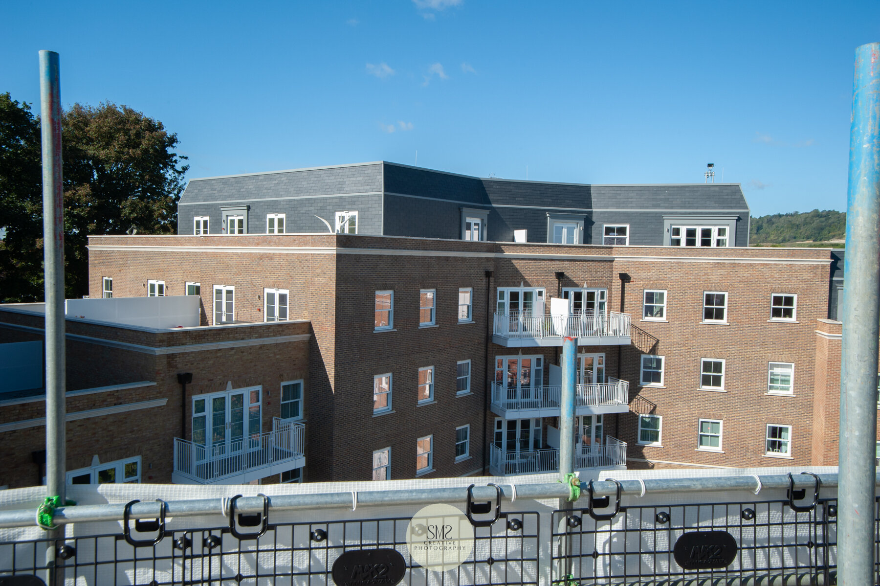  From a penthouse terrace in Block C looking over to Block A adjoining to Block B on the left. 