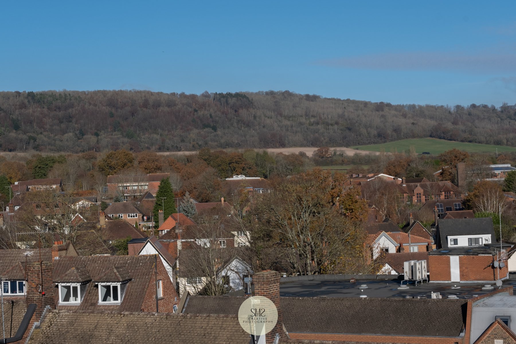  A view from a penthouse Block C overlooking the North Downs. 