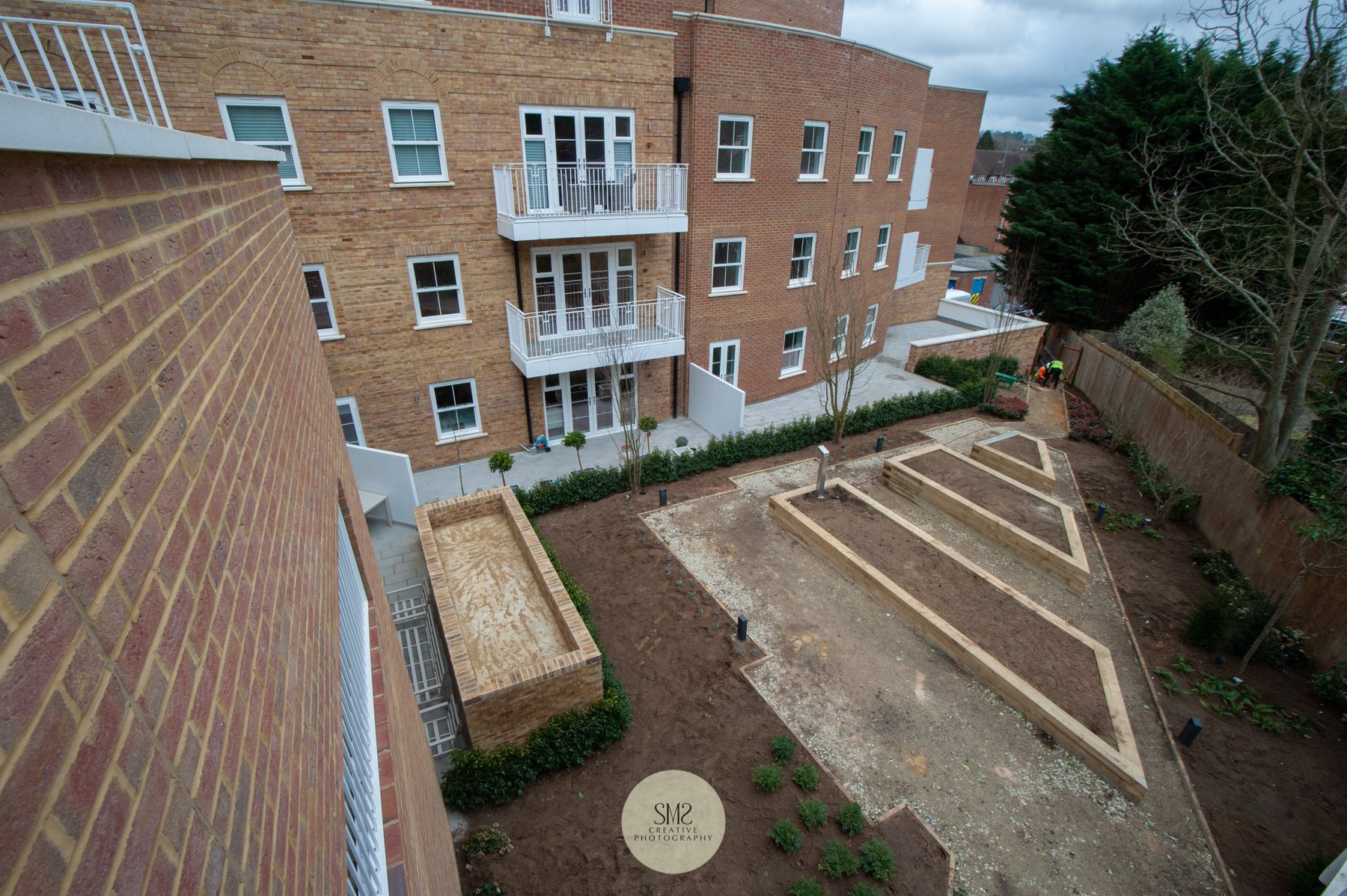  A view of where the office cabins once sat, next to Hardwick House - Block C. 