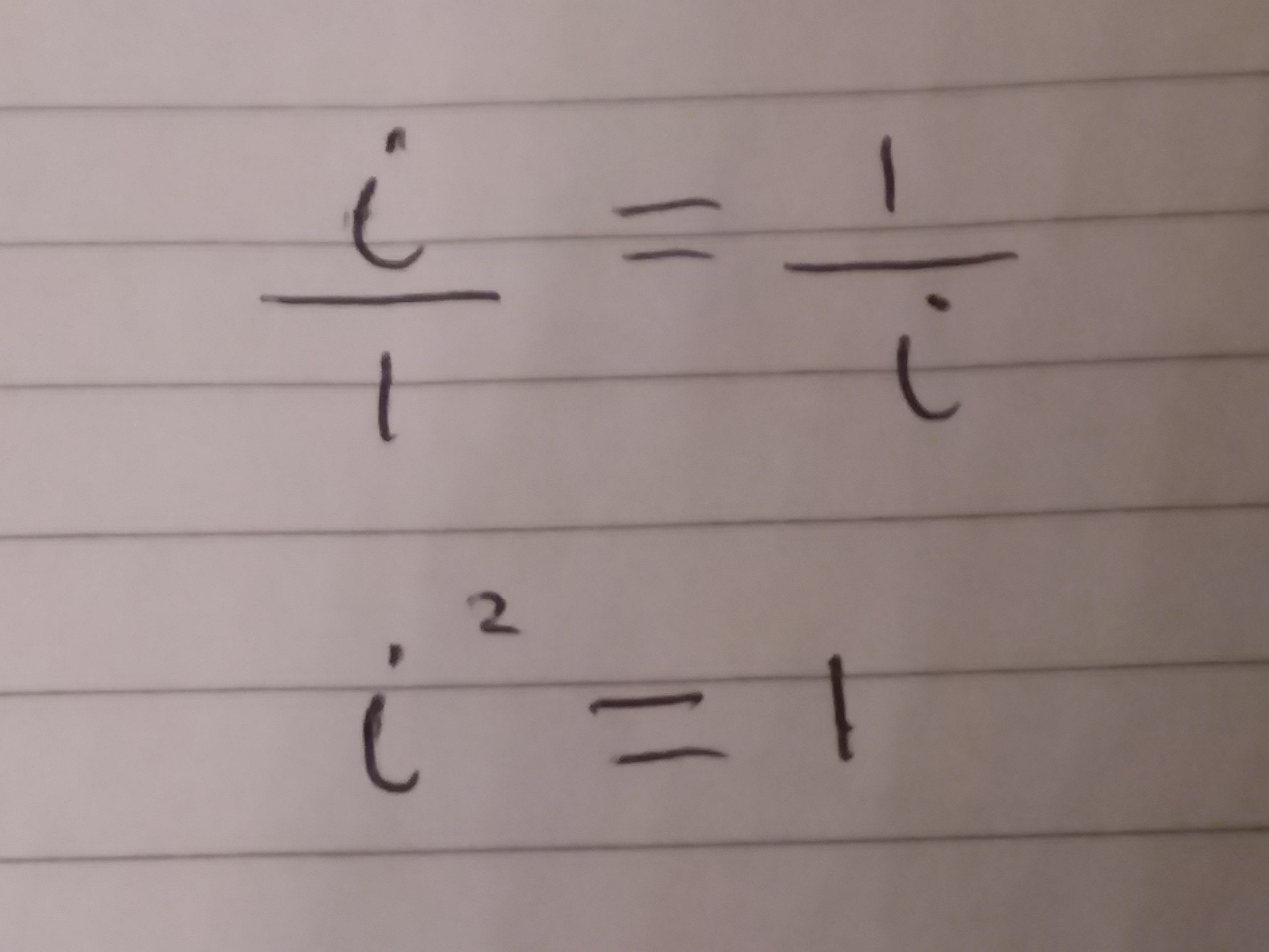 Crossmultiplying, I've multiplied up by i and by 1 to get a result.