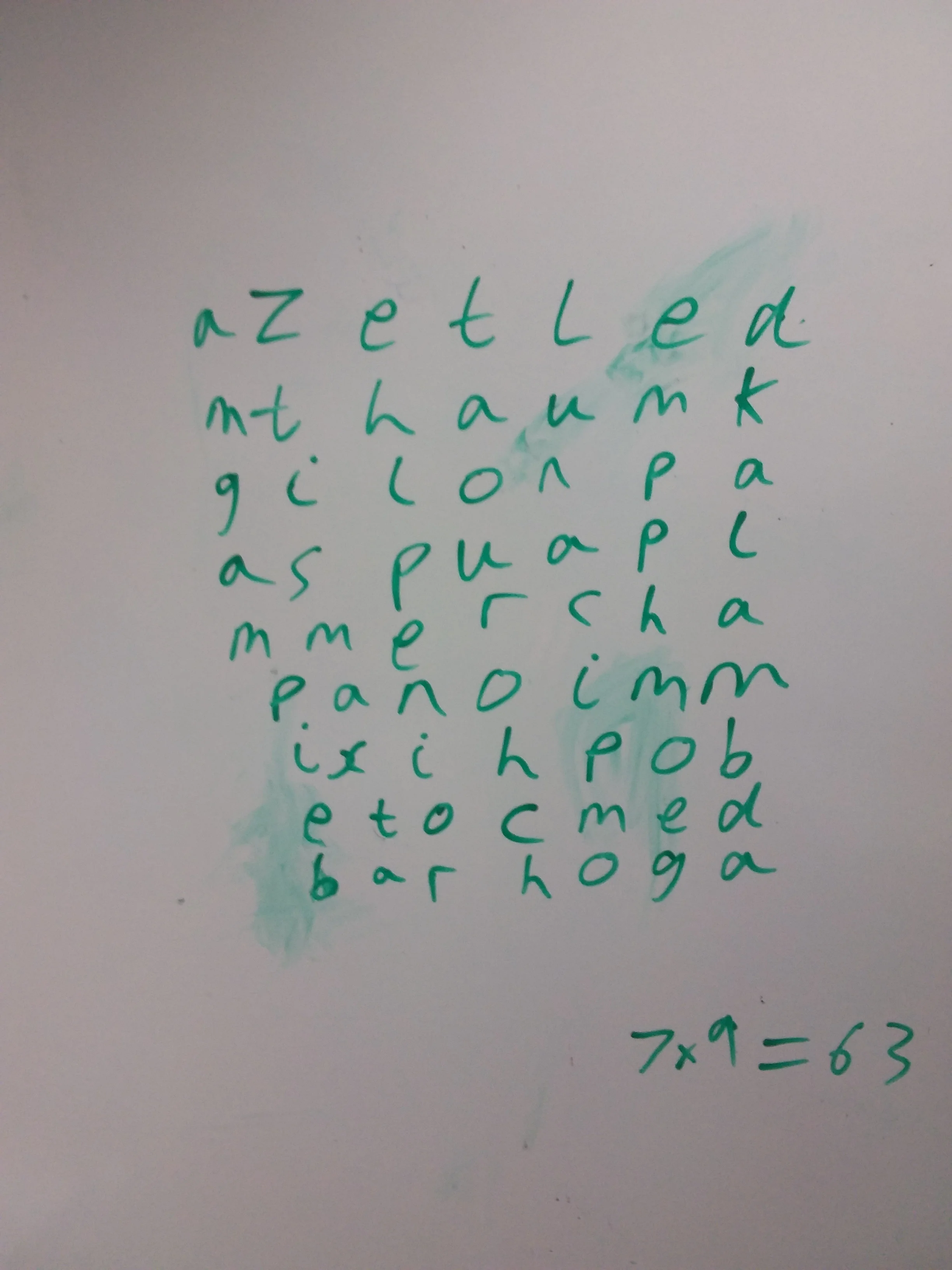 First solution 9x7