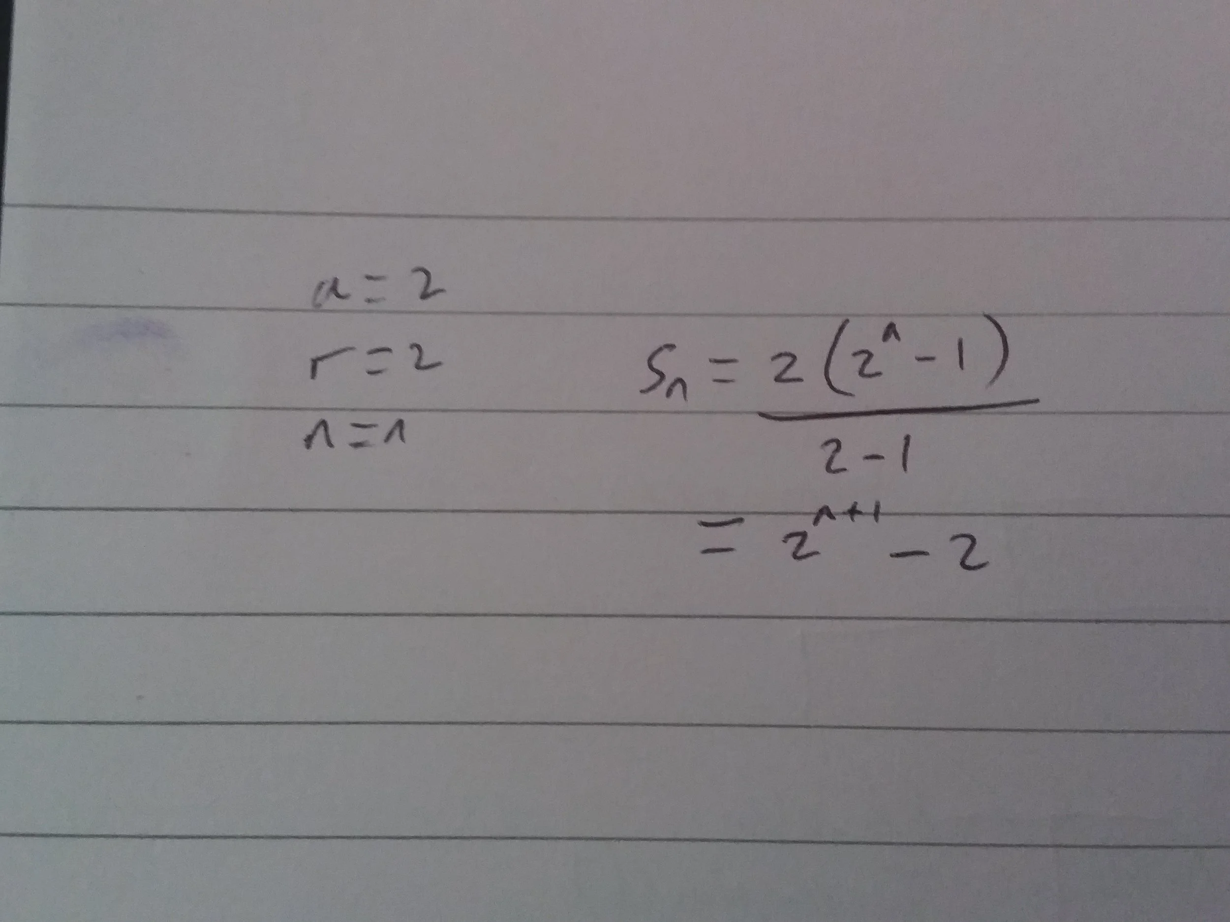 The sum of a geometric series.
