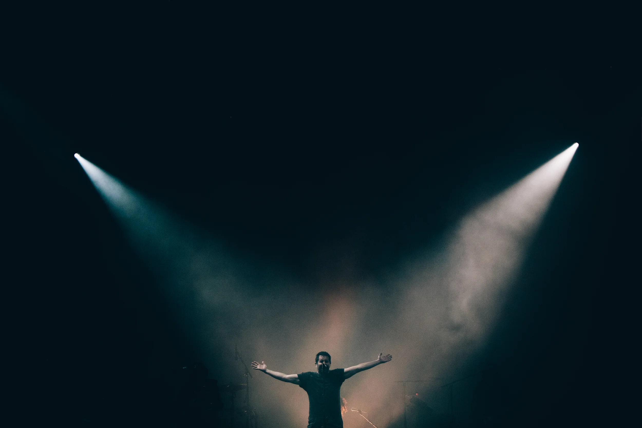 Trent Reznor basks in the limelight during Nine Inch Nails' performance on Thursday 12 July. Credit: Arlindo Camacho