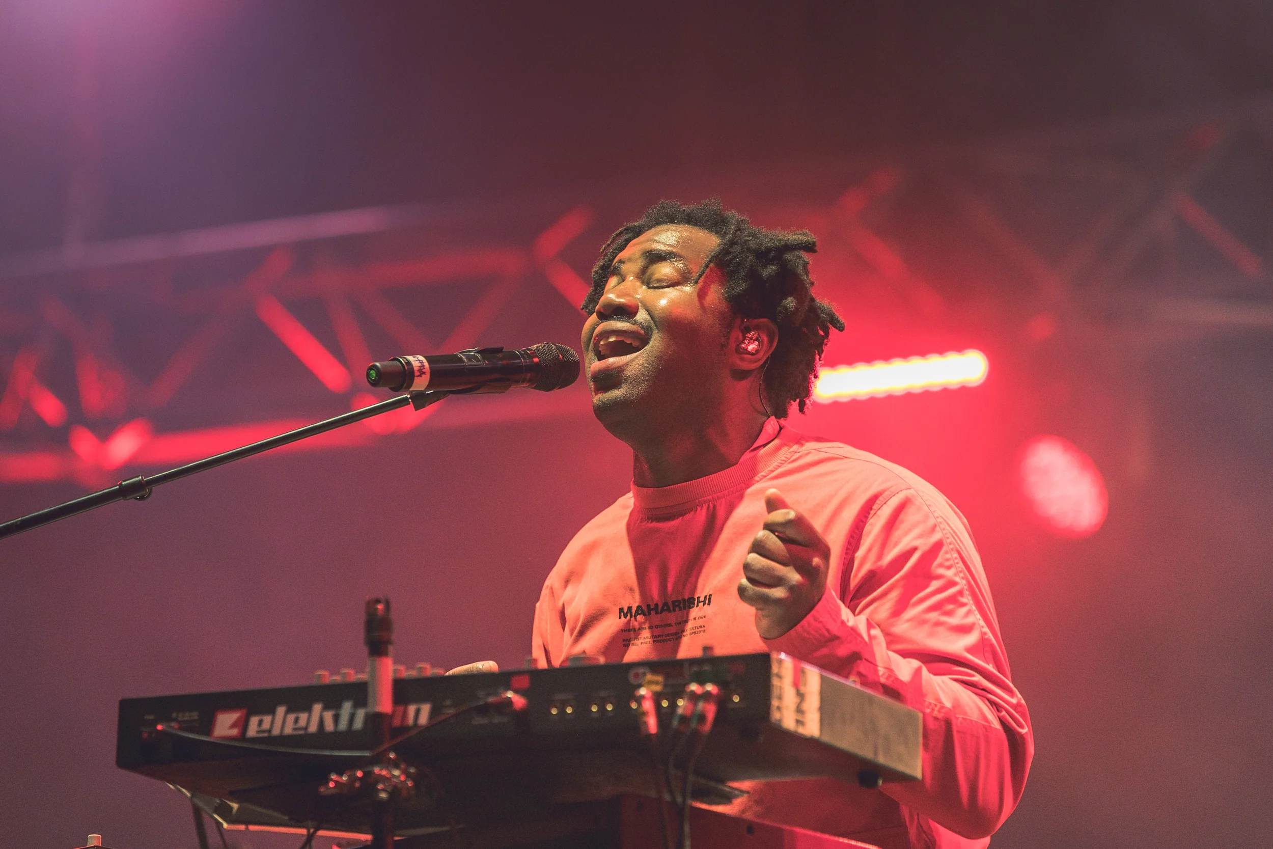 No one knows him like the piano... even though this is actually a synth. Sampha on Thursday 12 July. Credit: Hugo Macedo