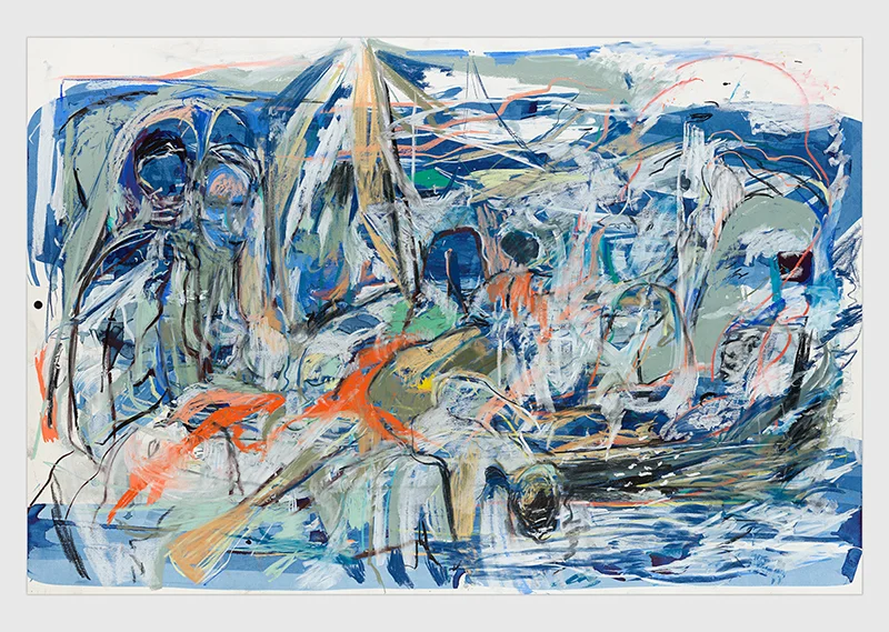 Cecily Brown, Sem título (naufrágio) | Untitled (shipwreck) , 2017, pastel, aquarela, tinta e carvão sobre papel | pastel, watercolour, ink and charcoal on paper , 101.6 x 152.4 cm | 40 x 60 “ – Foto | Photo : Genevieve Hanson
