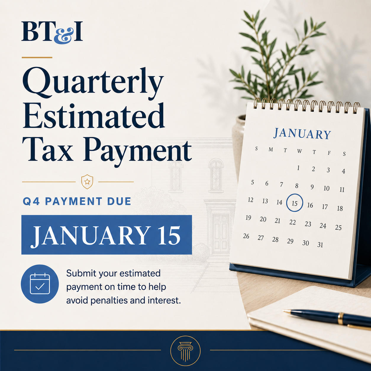 FOURTH QUARTER ESTIMATE DUE