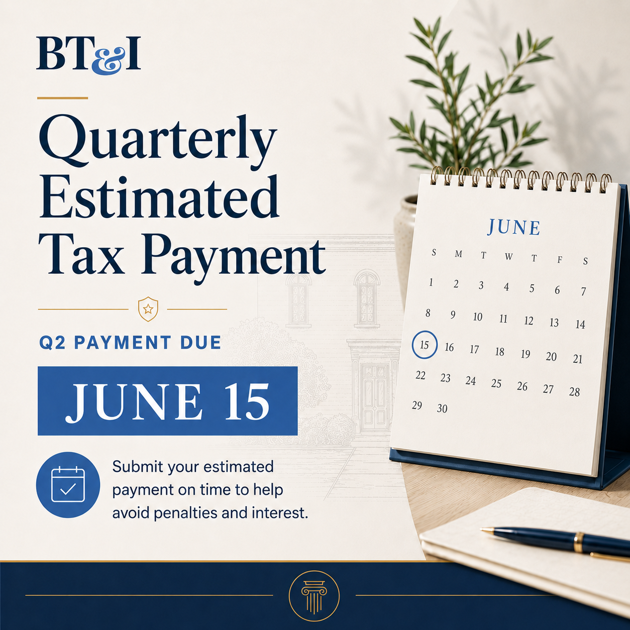 SECOND QUARTER ESTIMATE DUE