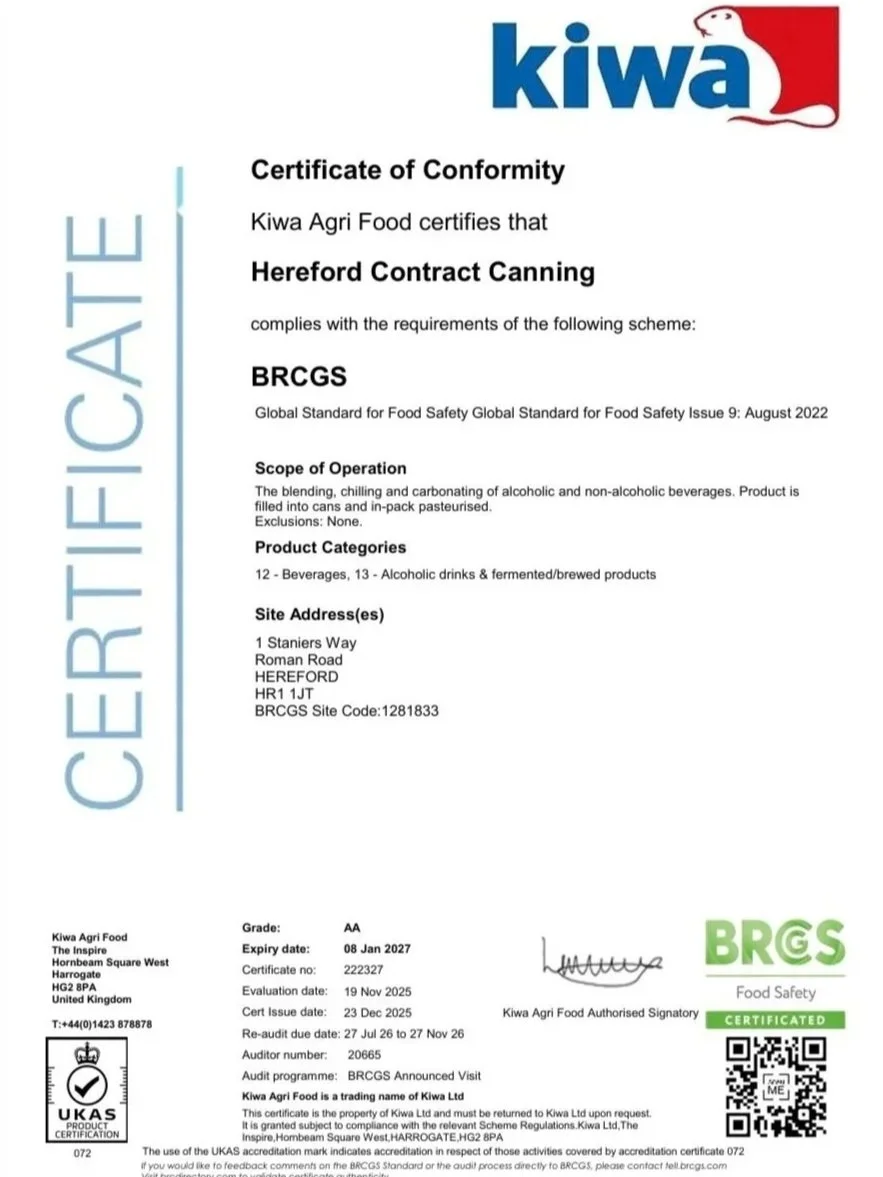 BRCGS Certificate