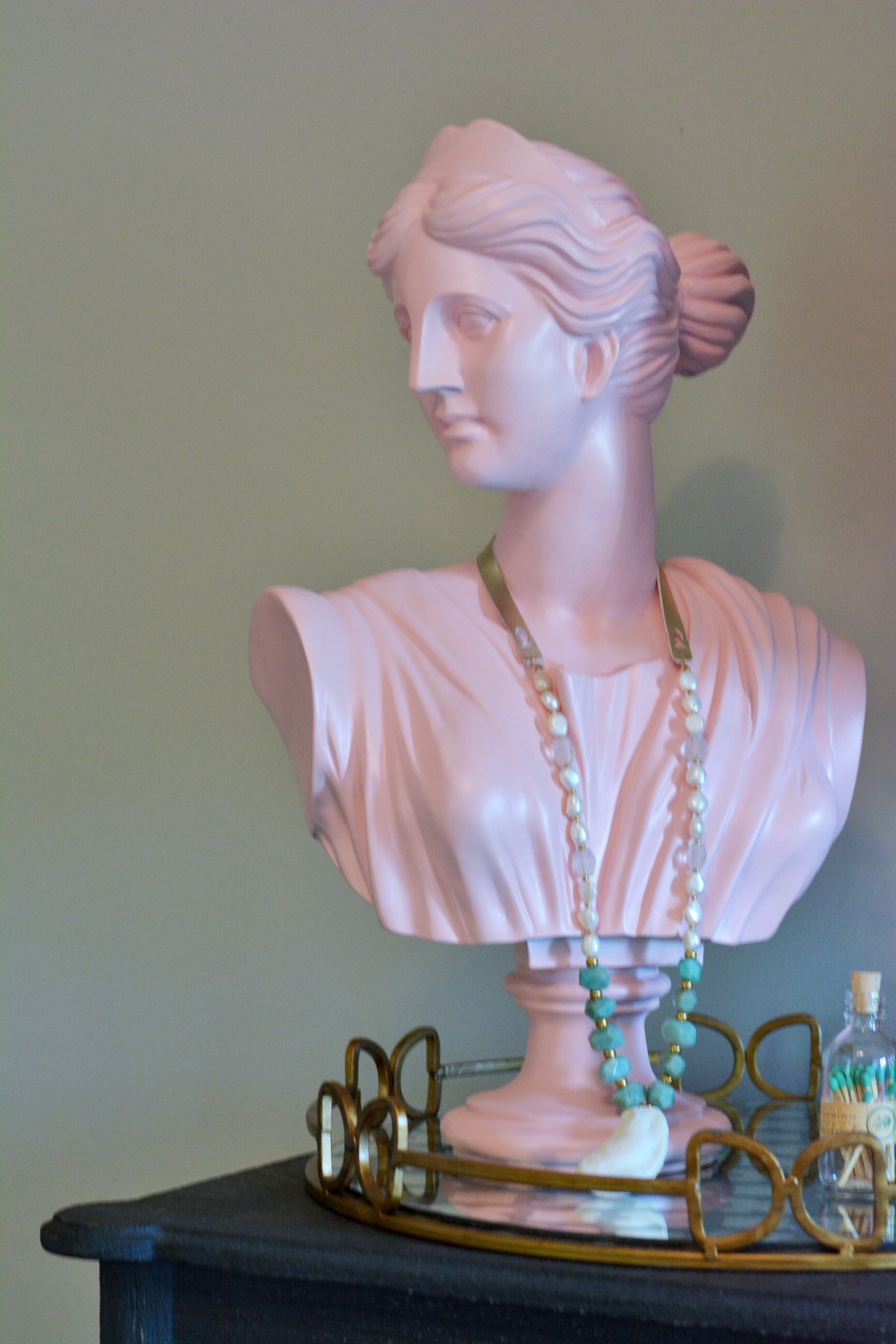 Judy. Our CB2 bust we gave a blush makeover!