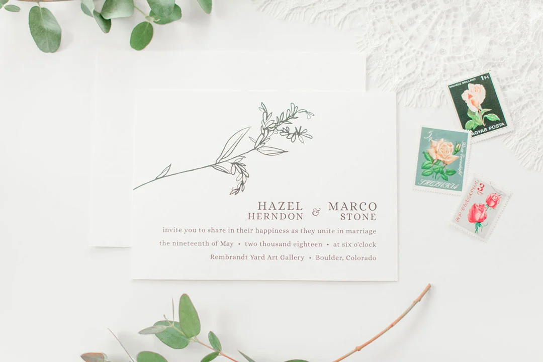 Chic Modern Boho Black + White Wedding Invite by LBC Design Co