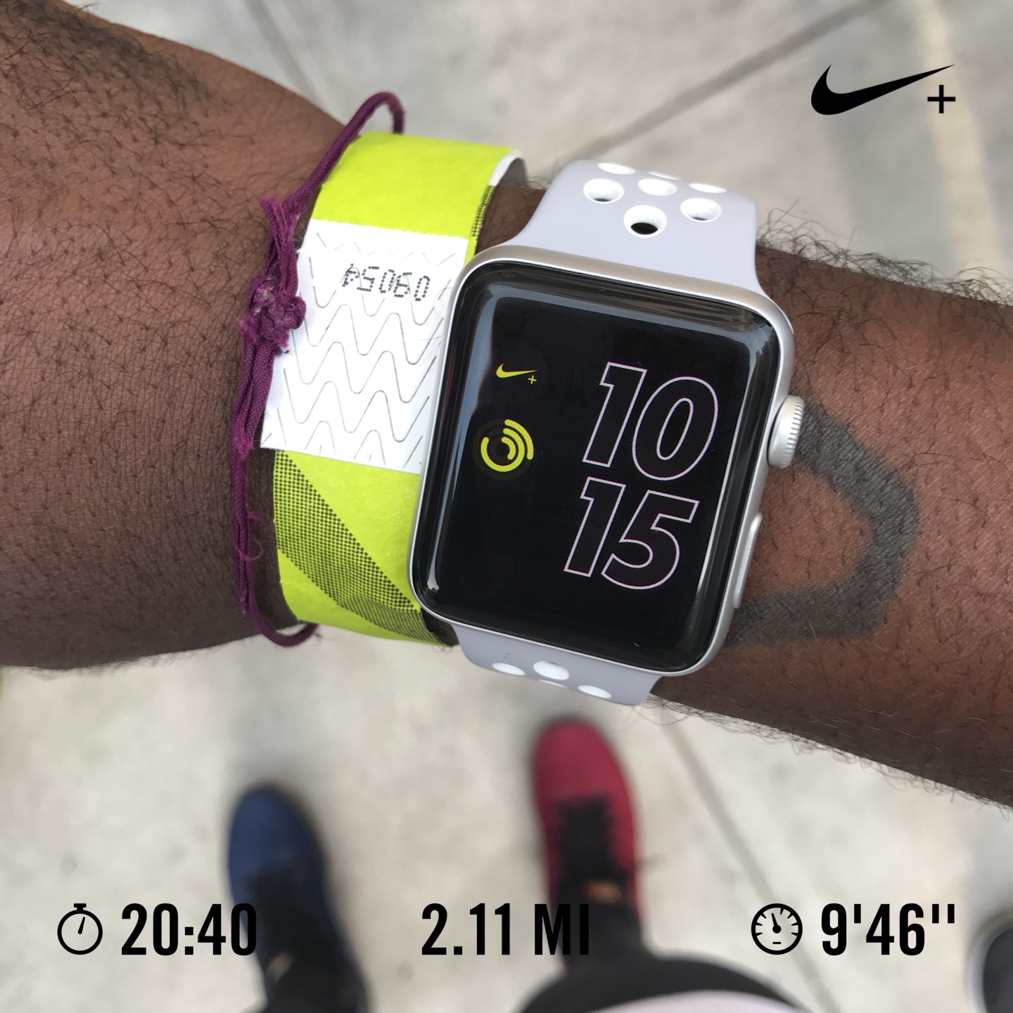 Checking my new Apple Watch Nike+ after the 2 mile run. #NYMade