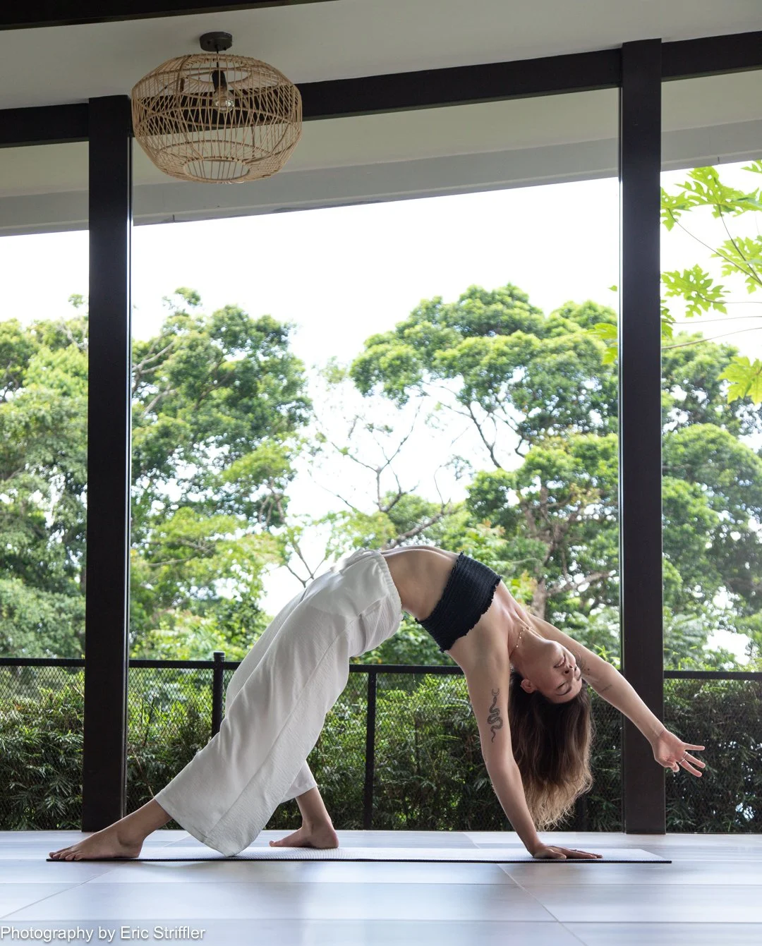 Chrissie practicing her "Wild Thing" pose (Camatkarasana which translates to "The ecstatic unfolding of the enraptured heart.)