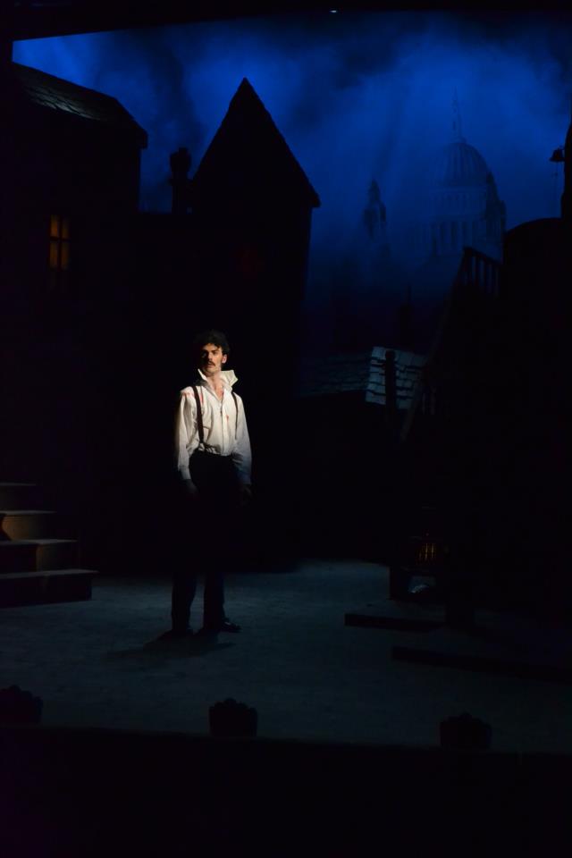 Woodrow as Sweeney Todd in Skidmore College's Spring 2013 main stage production. Photo courtesy of the Skidmore theater department.