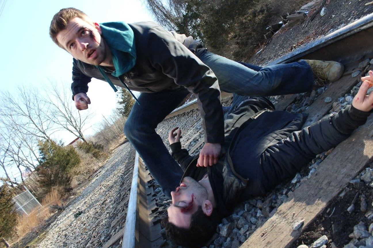 Woodrow wounded after the climactic fight scene in Greg Hopper's "The Truth is in Blood". February 2017