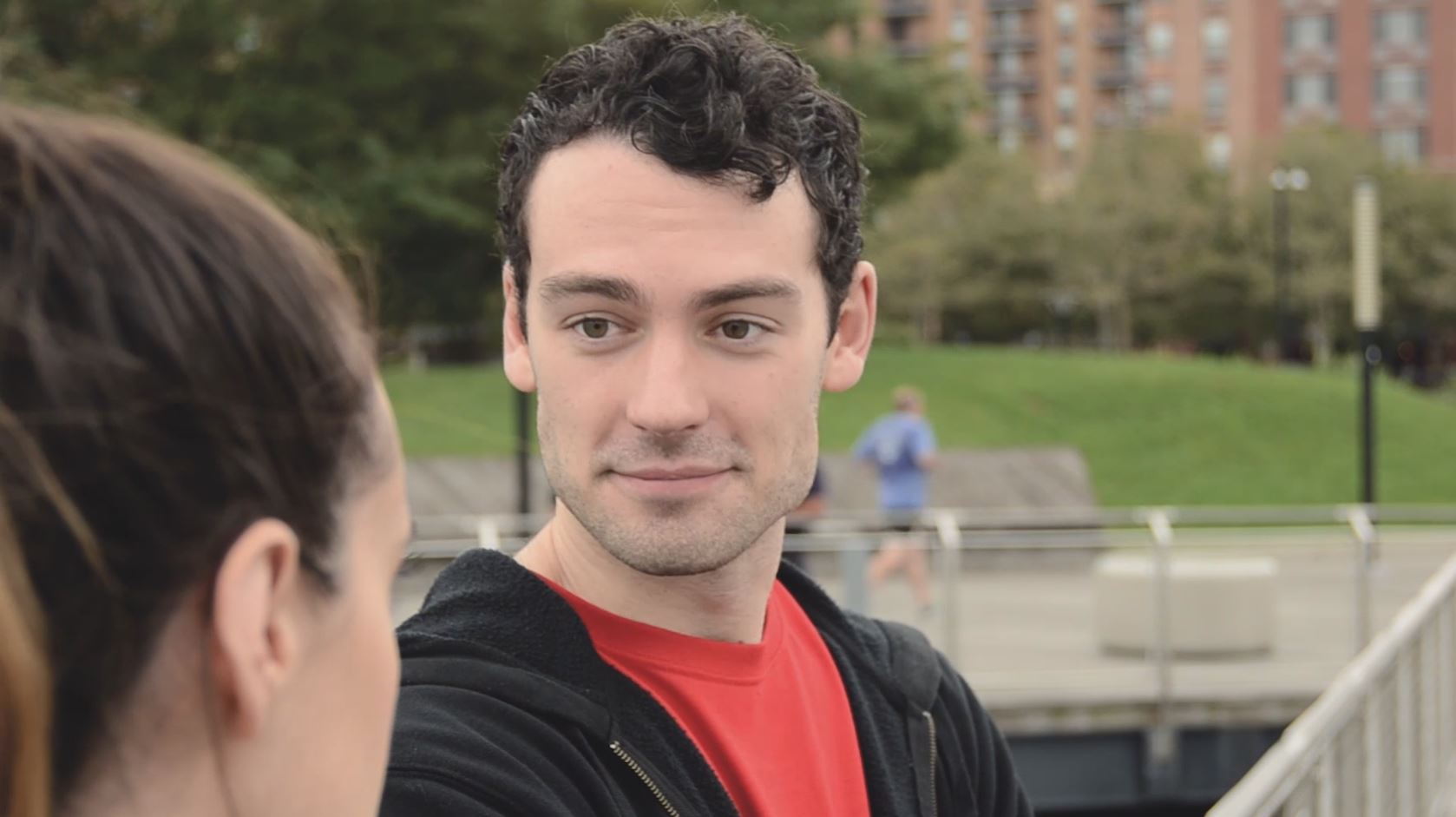 Woodrow attempts to encourage his engaged crush in a reel scene filmed on the waterfront. 2016