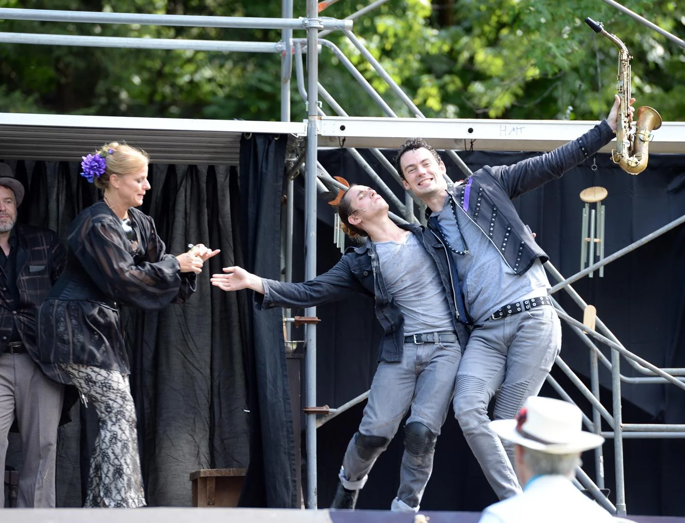 Woodrow as Mercutio in Saratoga Shakespeare's 2016 production of Romeo and Juliet (he really played the Saxophone!)