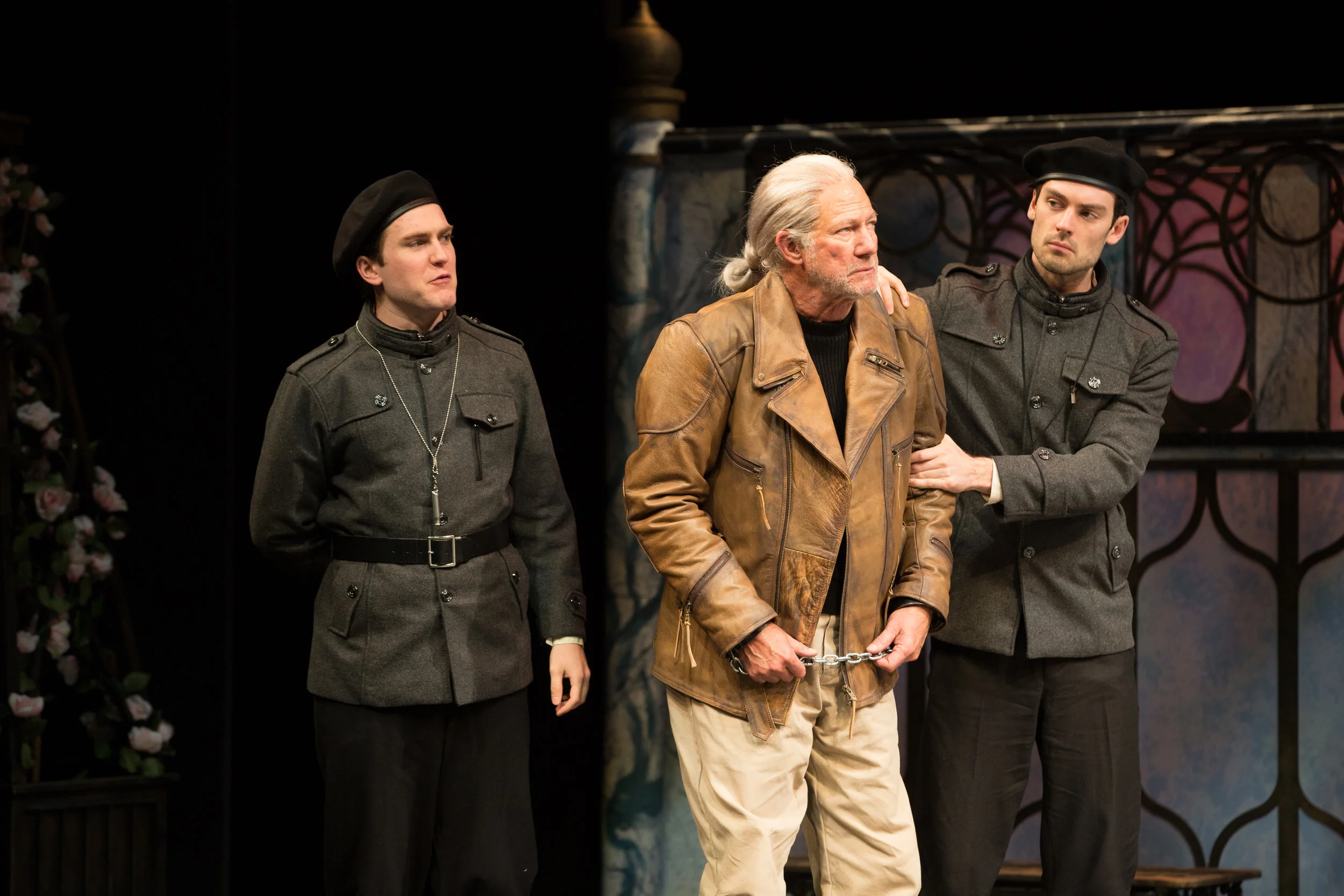 Brian Ott, Rodney Clarke and Woodrow Proctor in order. Antonio flanked by the two officers in ASF's 2018 production of Twelfth Night directed by Greta Lambert.