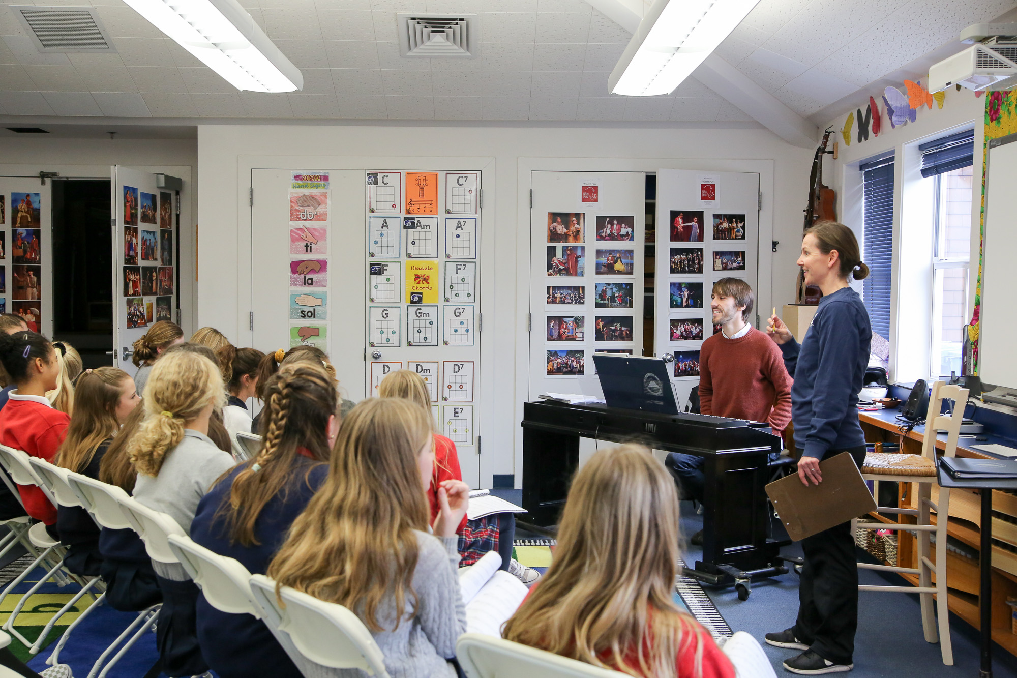 Simon leads students in preparation for "Shrek" auditions.