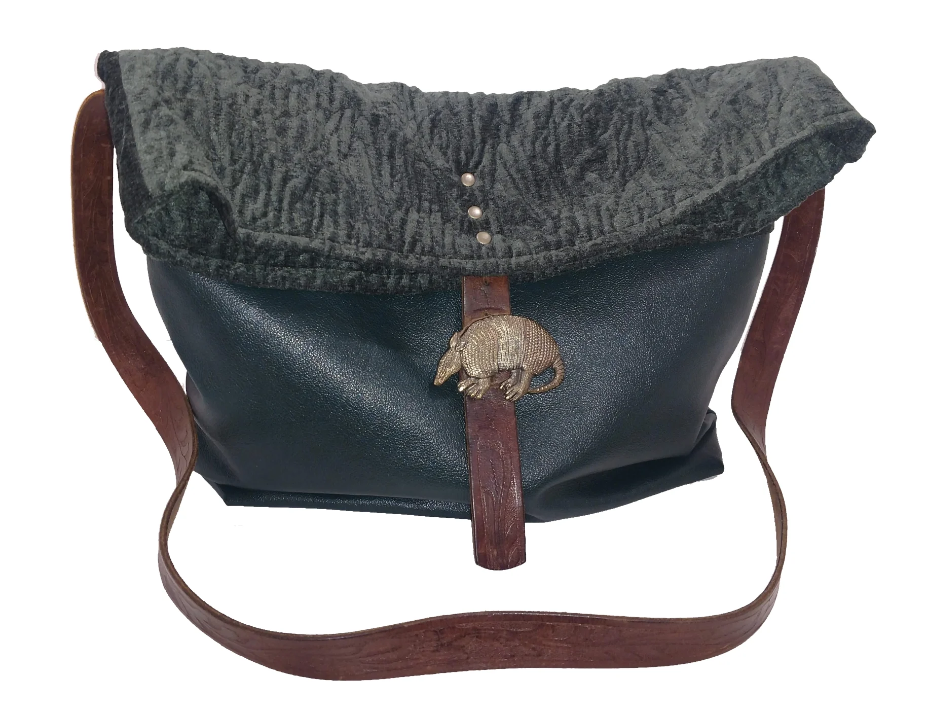 Forest Green Chenille and Leather w/ Chicago Belt Co Armadillo