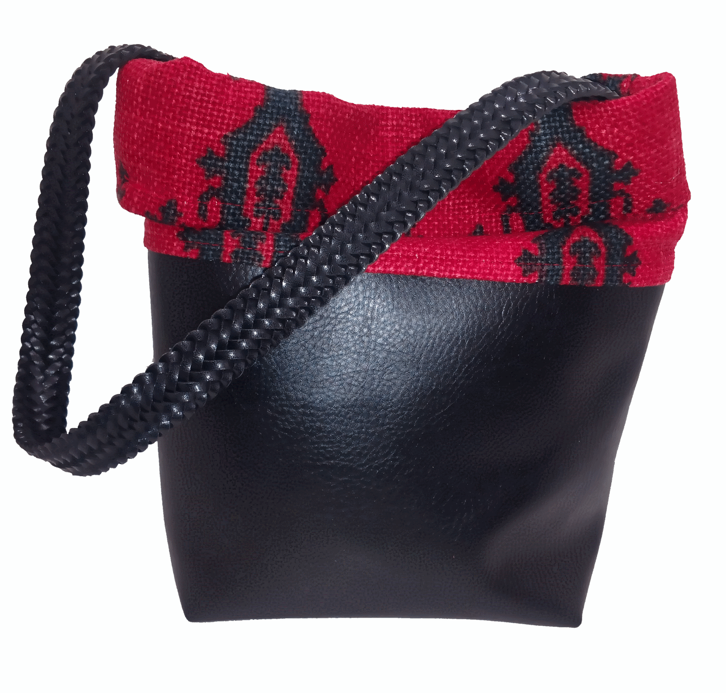 Black & Red Small Bucket Bag