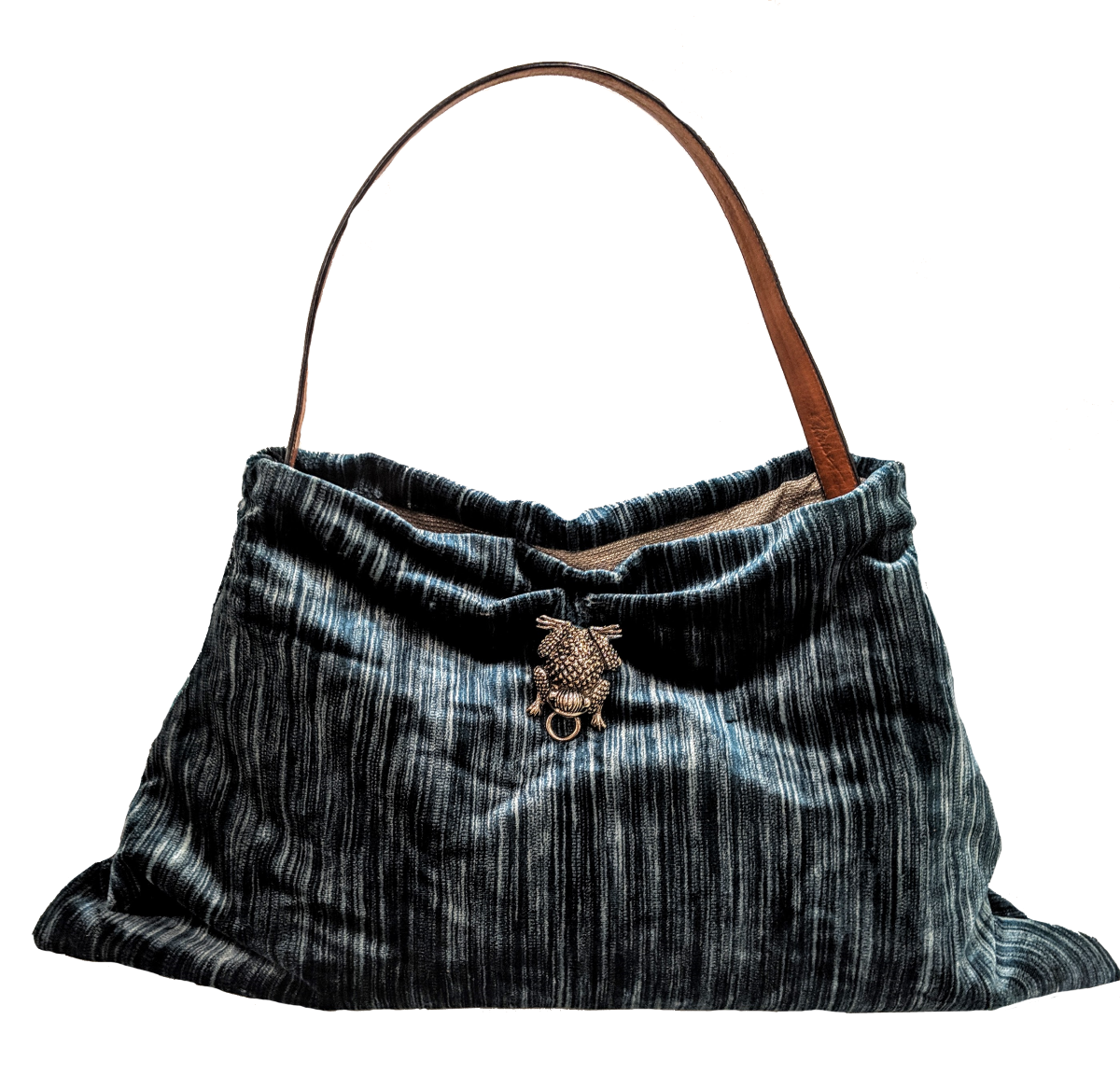 Grumpy Bags Striped Silk Velvet Evening Silver Frog Large.png