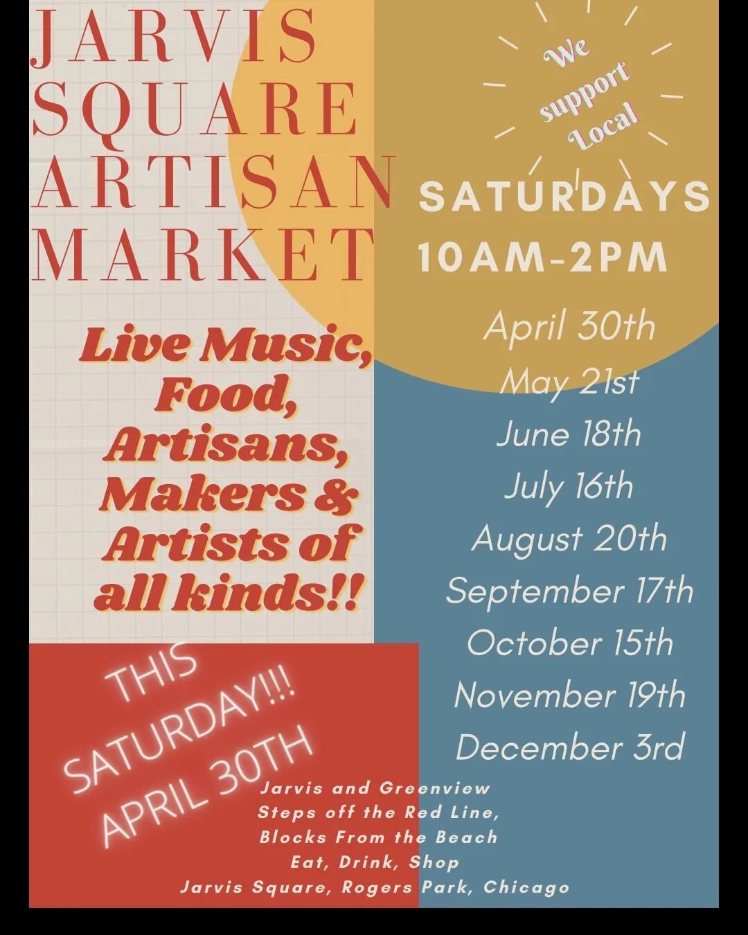 Stop by #jarvissquare this Saturday: Browse bags, have brunch, meet people.... 20% off all bags 
*
*
*
#jarvissquareartisanmarket #rogerspark #chicagoartist #madeinchicago #handcraftedbags #custombag #rogersparkartist #oneofakindbag #uniquegifts #chi