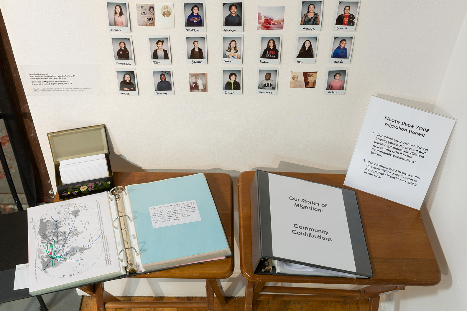  Mapping binder and view of student photo grid - pat of "Our Stories of Migration"  Photo credit: Etienne Frossard 