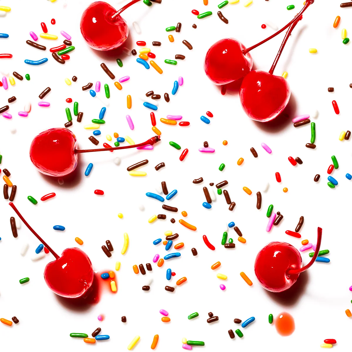 Cherries and sprinkles left over after dessert photography. Studio Brisko, Food Photographer