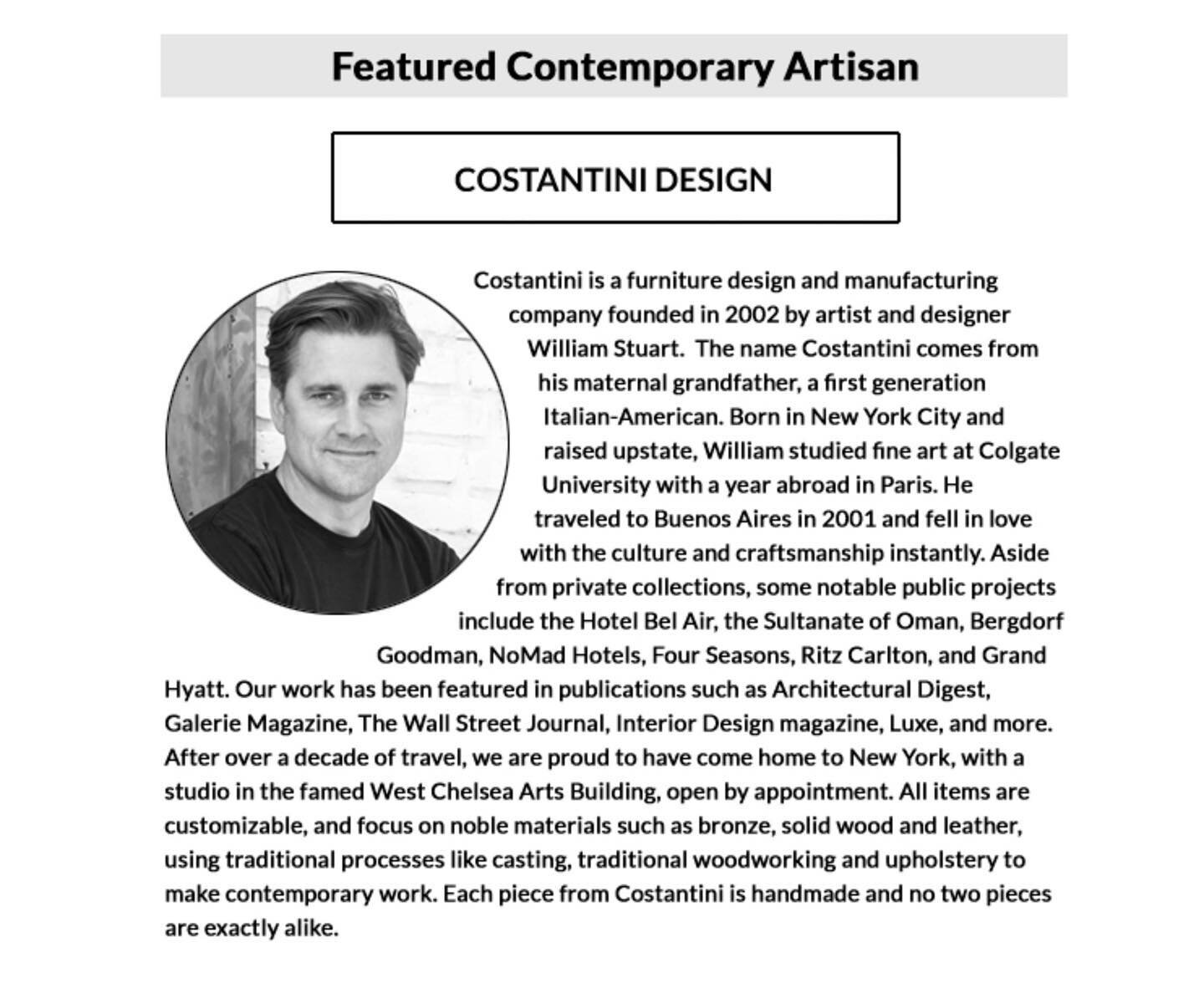 We are back from a brief holiday break and were delighted to find an email feature from @incollect in our inbox featuring our work and a profile of our founder @williamcstuart 

This year Costantini turns 20 years old! 

We feel very blessed to be ab