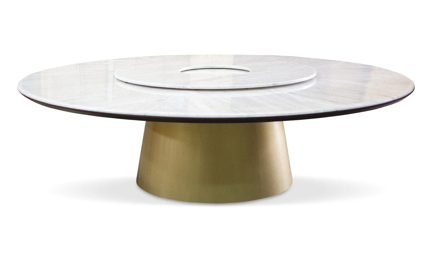 Round Dining Table with Wood Support in Bronze by Costantini Design, Aragon  — Costantini