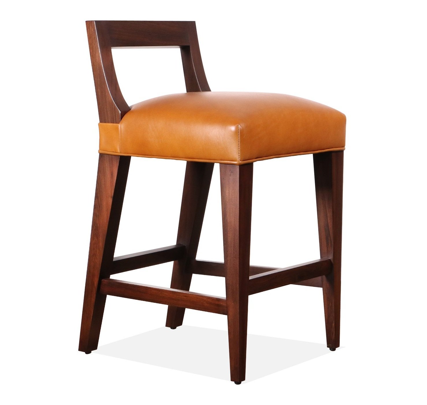 Wood Contemporary Stool in Leather by Costantini Design, Ecco — Costantini