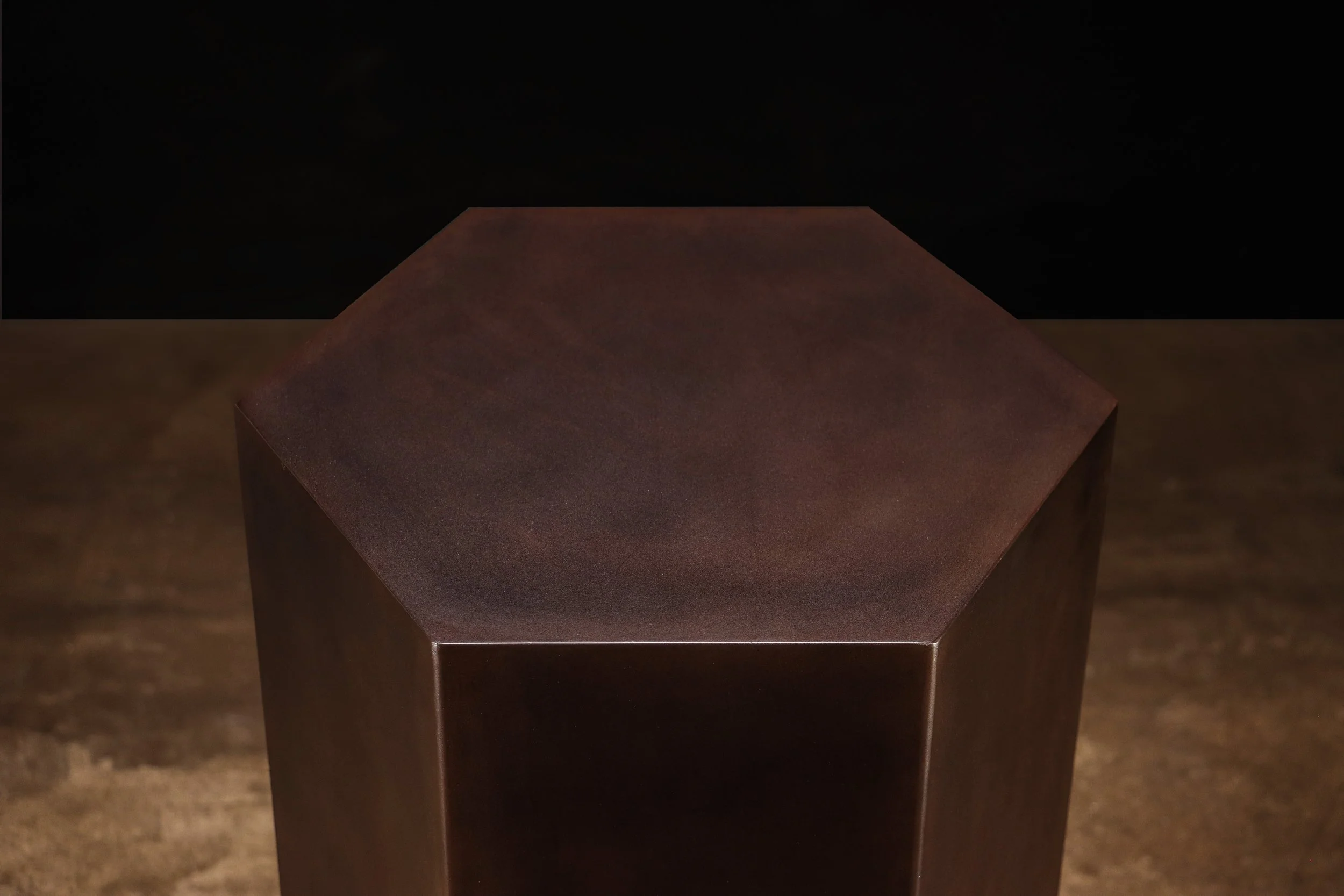 Ettore Hex Table Oxidized Steel by Costantini 03.jpg